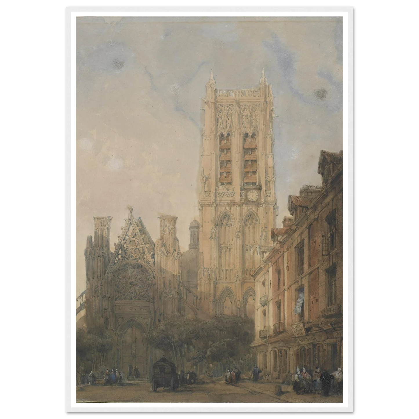Church of St. Jacques, Dieppe Art Print | David Roberts - Framed Poster - 30x40 cm / 12x16″ - Black frame