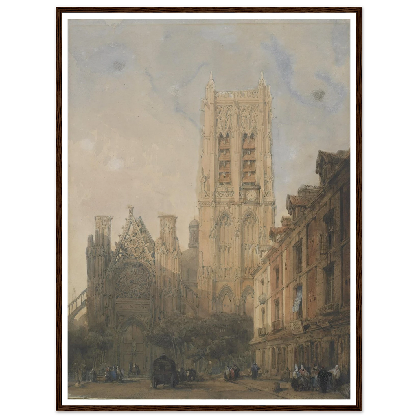 Church of St. Jacques, Dieppe Art Print | David Roberts - Framed Poster - 30x40 cm / 12x16″ - Black frame