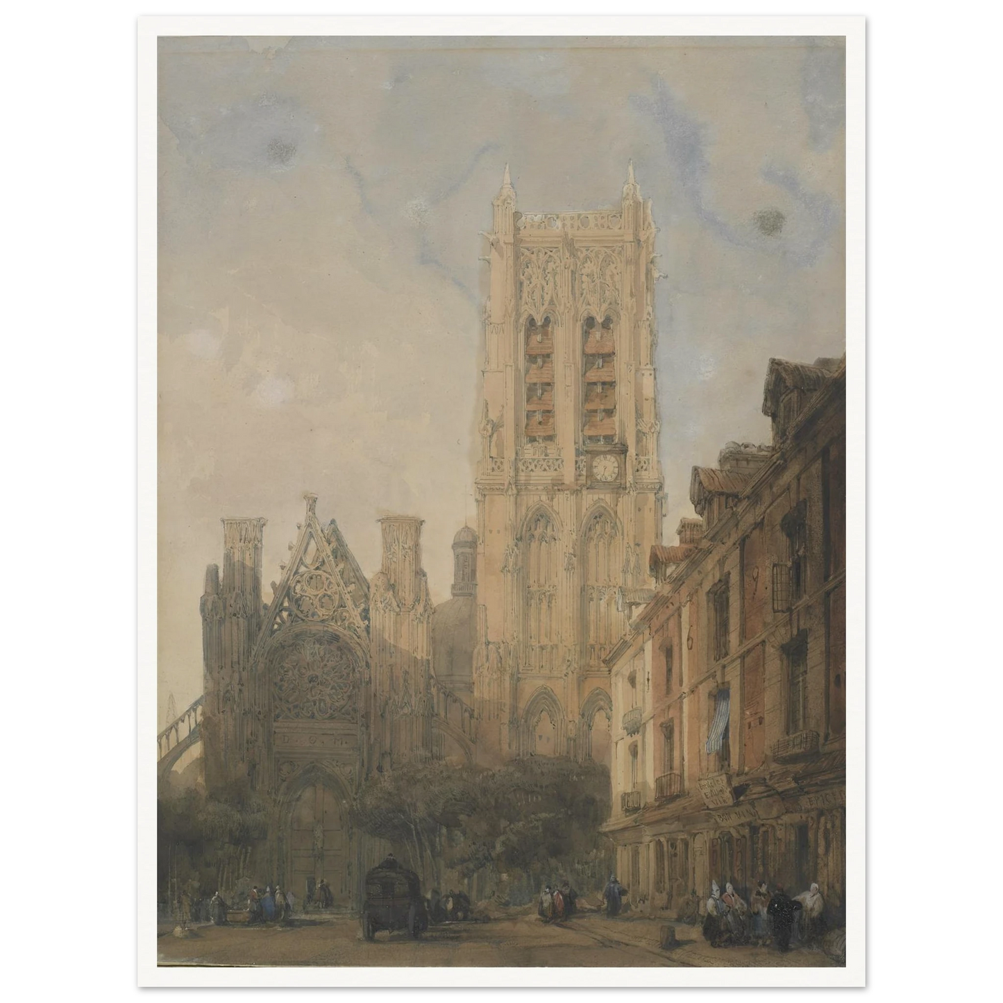 Church of St. Jacques, Dieppe Art Print | David Roberts - Framed Poster - 30x40 cm / 12x16″ - Black frame