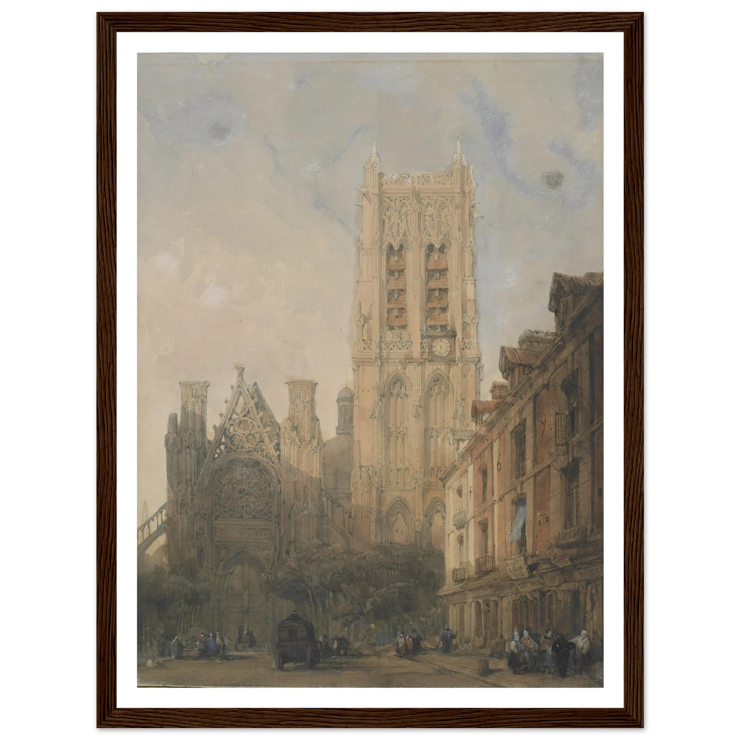 Church of St. Jacques, Dieppe Art Print | David Roberts - Framed Poster - 30x40 cm / 12x16″ - Black frame