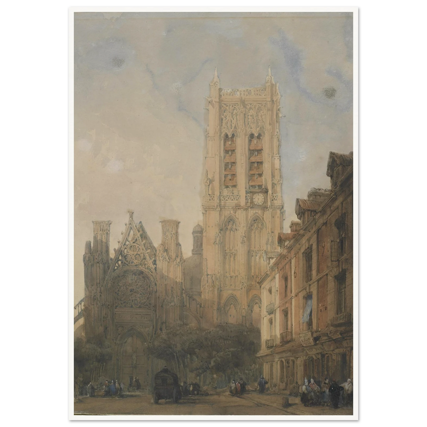 Church of St. Jacques, Dieppe Art Print | David Roberts - Framed Poster - 30x40 cm / 12x16″ - Black frame