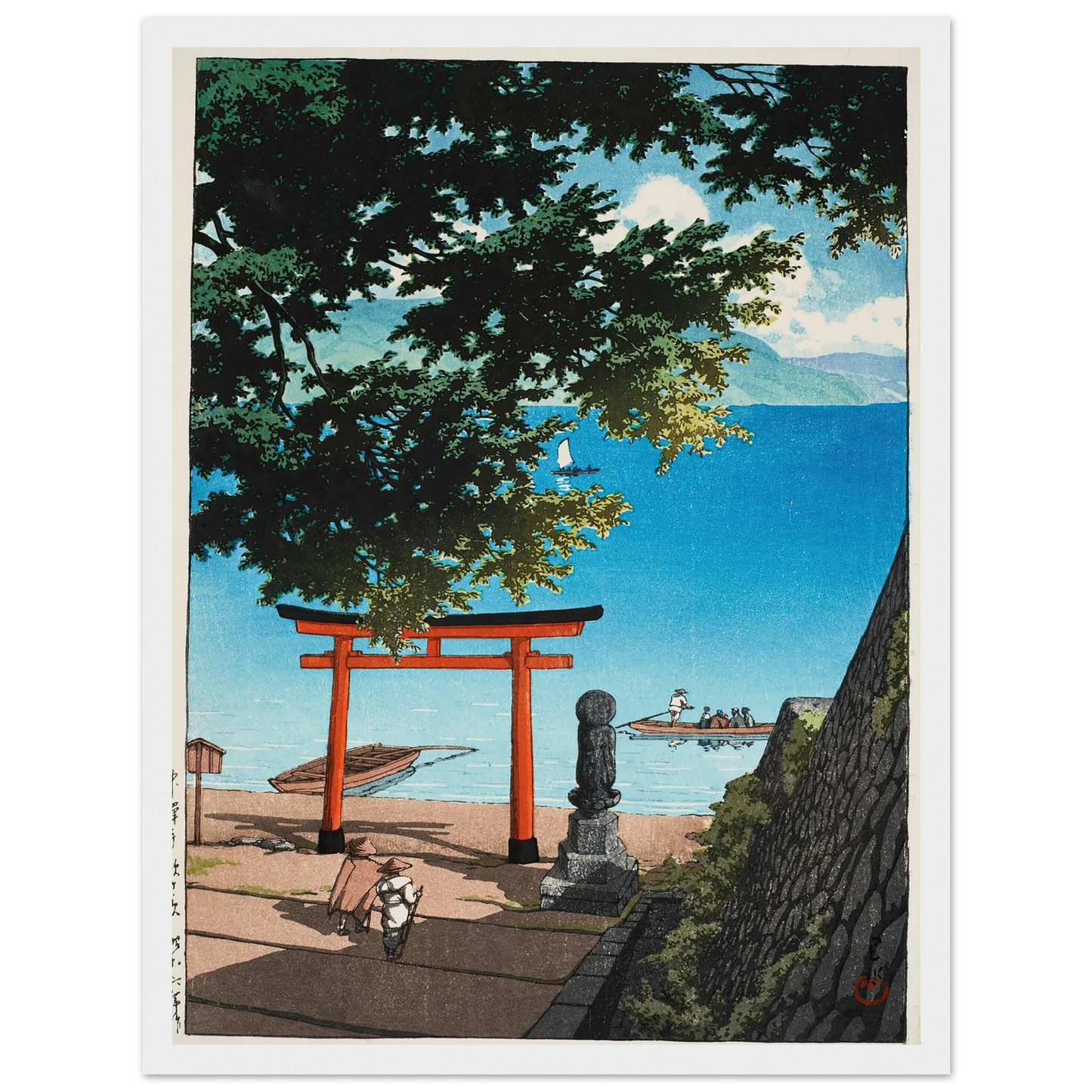 Chuzenji Temple, Utagahama (1931) Art Print | Kawase Hasui - Framed Poster - 30x40 cm / 12x16″ - Black frame