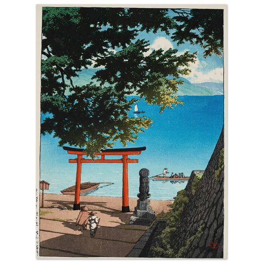 Chuzenji Temple, Utagahama (1931) Art Print | Kawase Hasui - Framed Poster - 30x40 cm / 12x16″ - Black frame