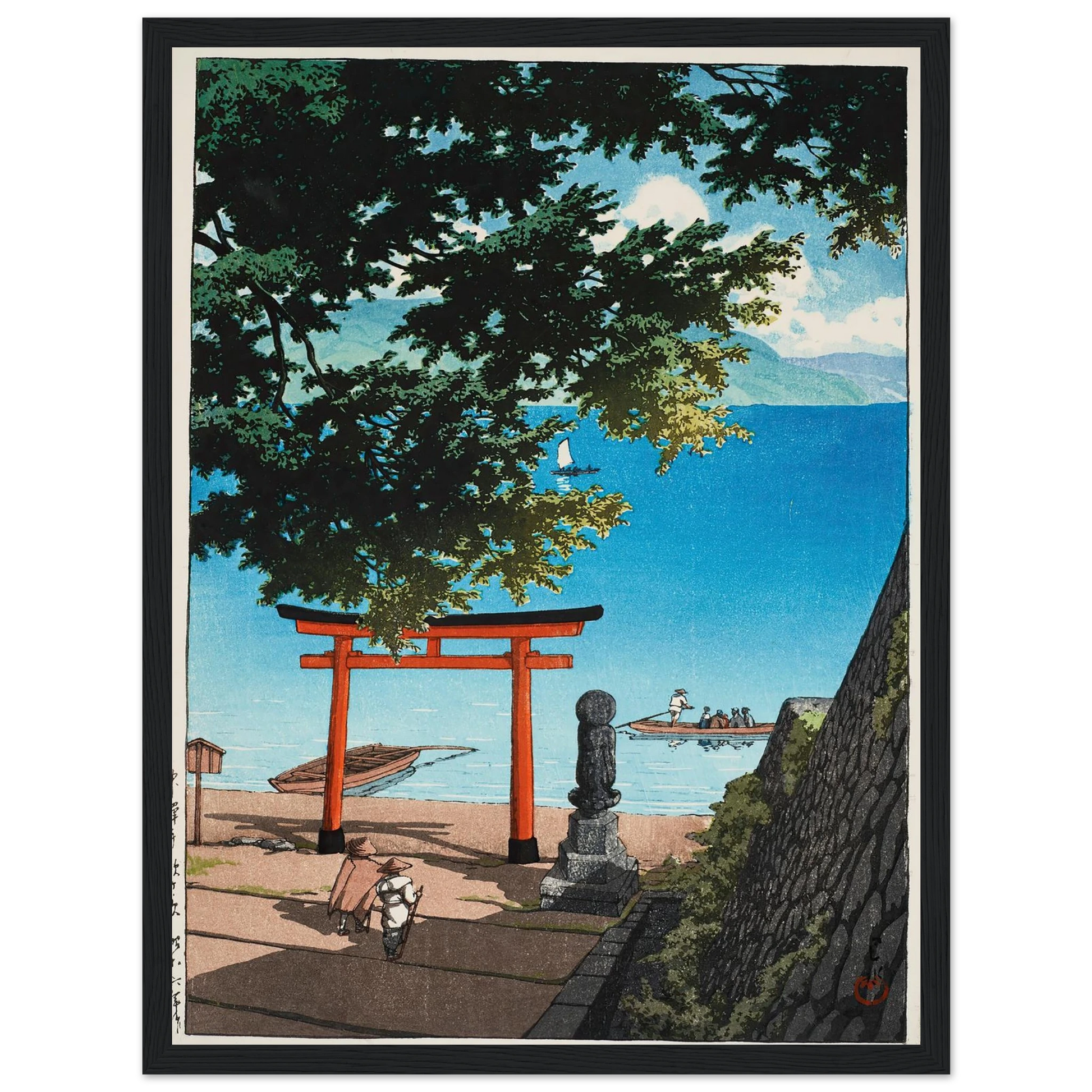Chuzenji Temple, Utagahama (1931) Art Print | Kawase Hasui - Framed Poster - 30x40 cm / 12x16″ - Black frame