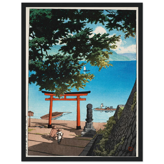 Chuzenji Temple, Utagahama (1931) Art Print | Kawase Hasui - Framed Poster - 30x40 cm / 12x16″ - Black frame