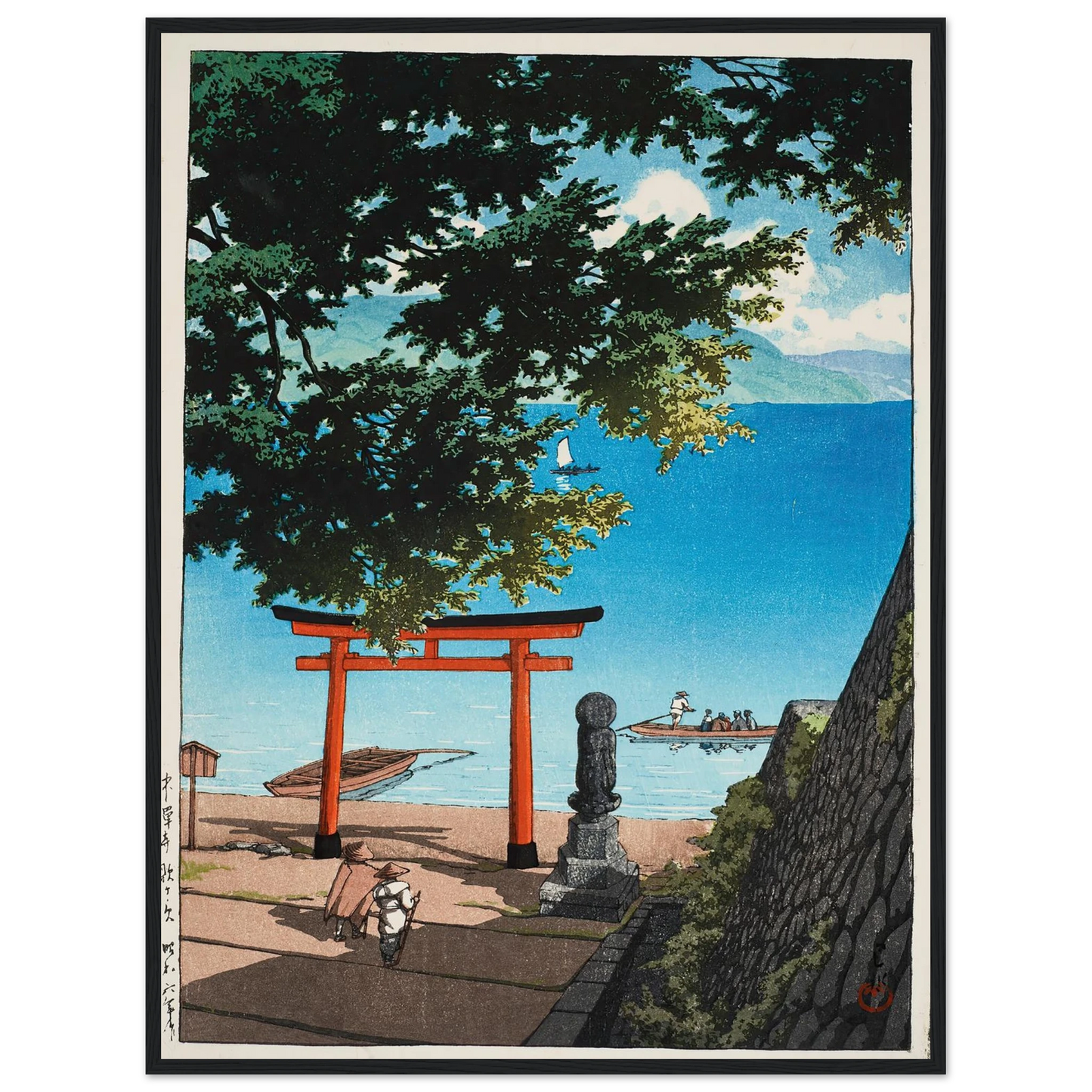 Chuzenji Temple, Utagahama (1931) Art Print | Kawase Hasui - Framed Poster - 30x40 cm / 12x16″ - Black frame