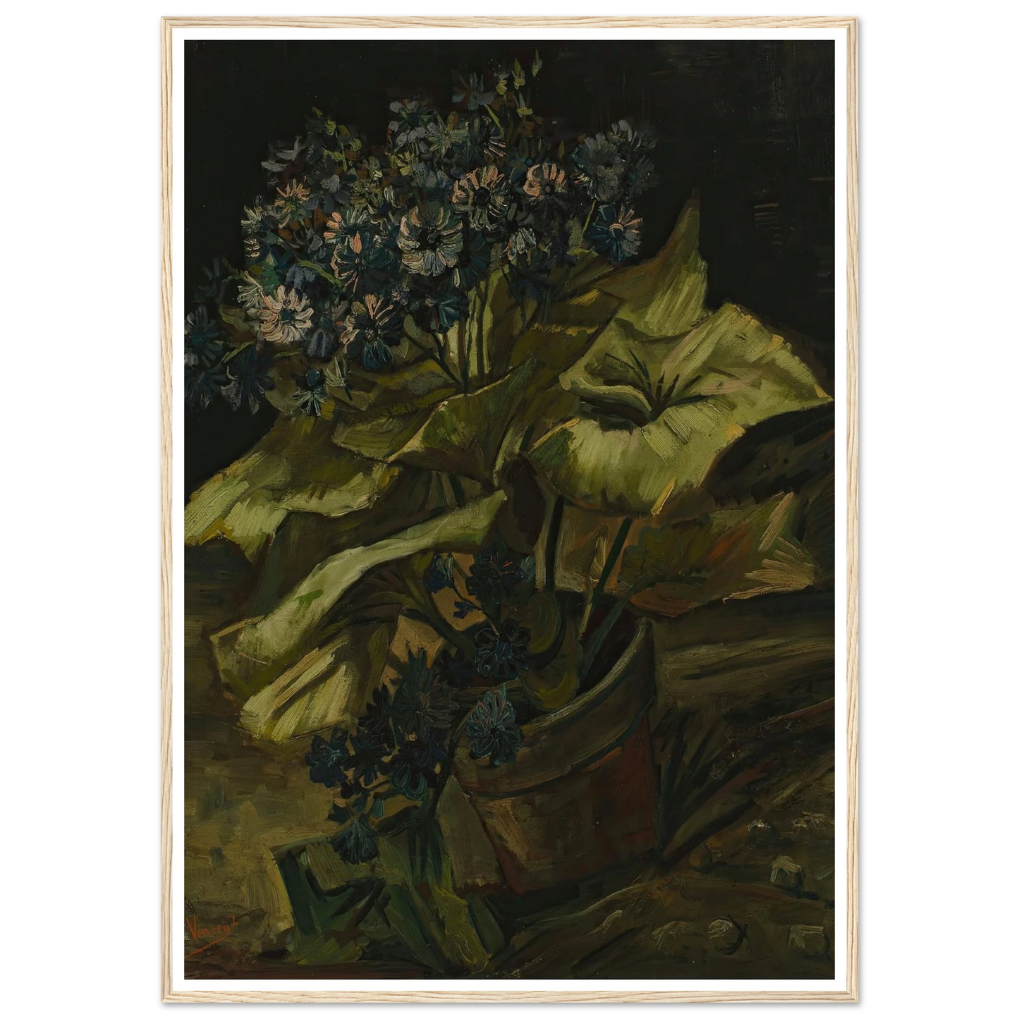 Cineraria (1886) Art Print | Vincent van Gogh - Framed Poster - 30x40 cm / 12x16″ - Black frame