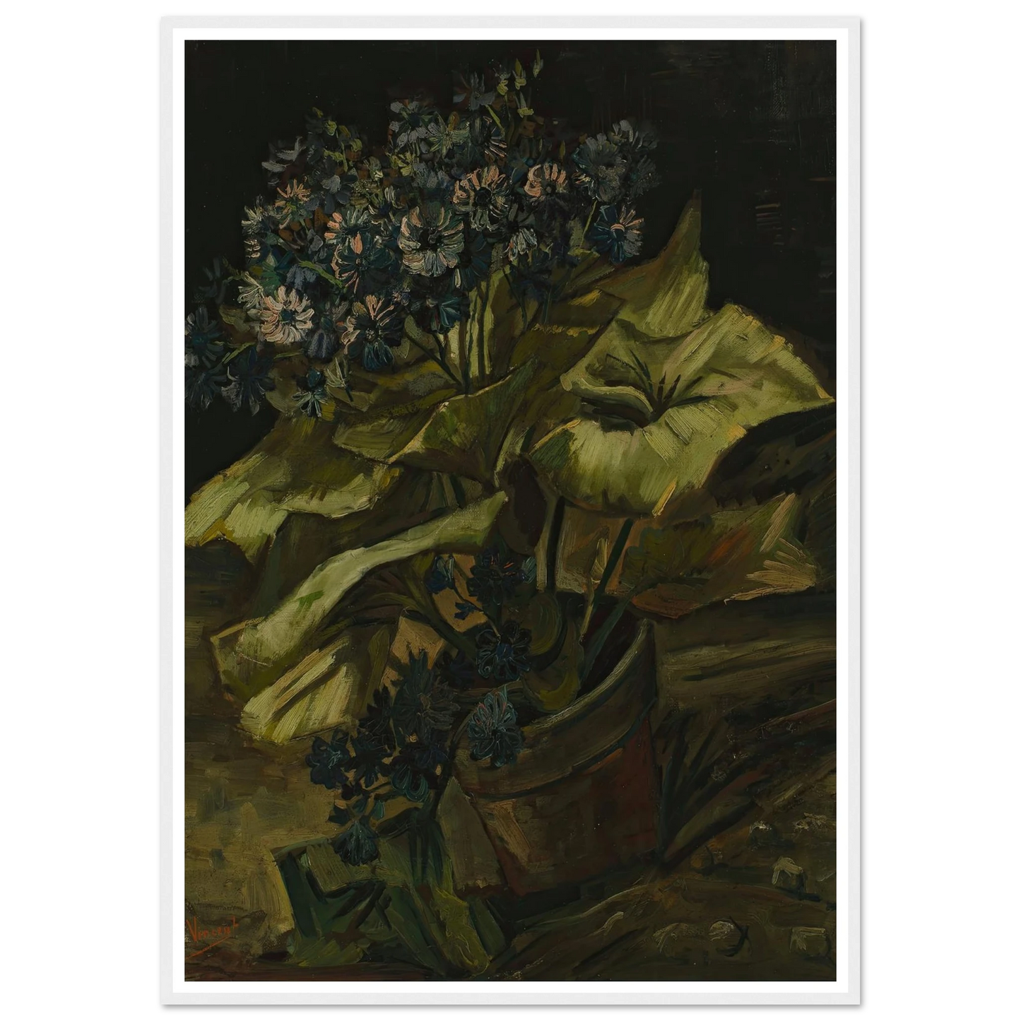 Cineraria (1886) Art Print | Vincent van Gogh - Framed Poster - 30x40 cm / 12x16″ - Black frame