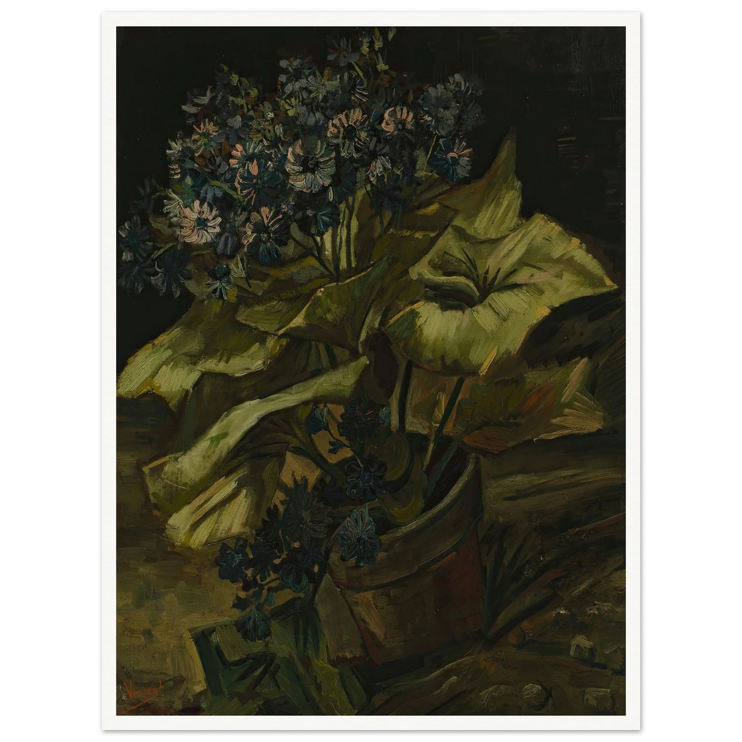 Cineraria (1886) Art Print | Vincent van Gogh - Framed Poster - 30x40 cm / 12x16″ - Black frame