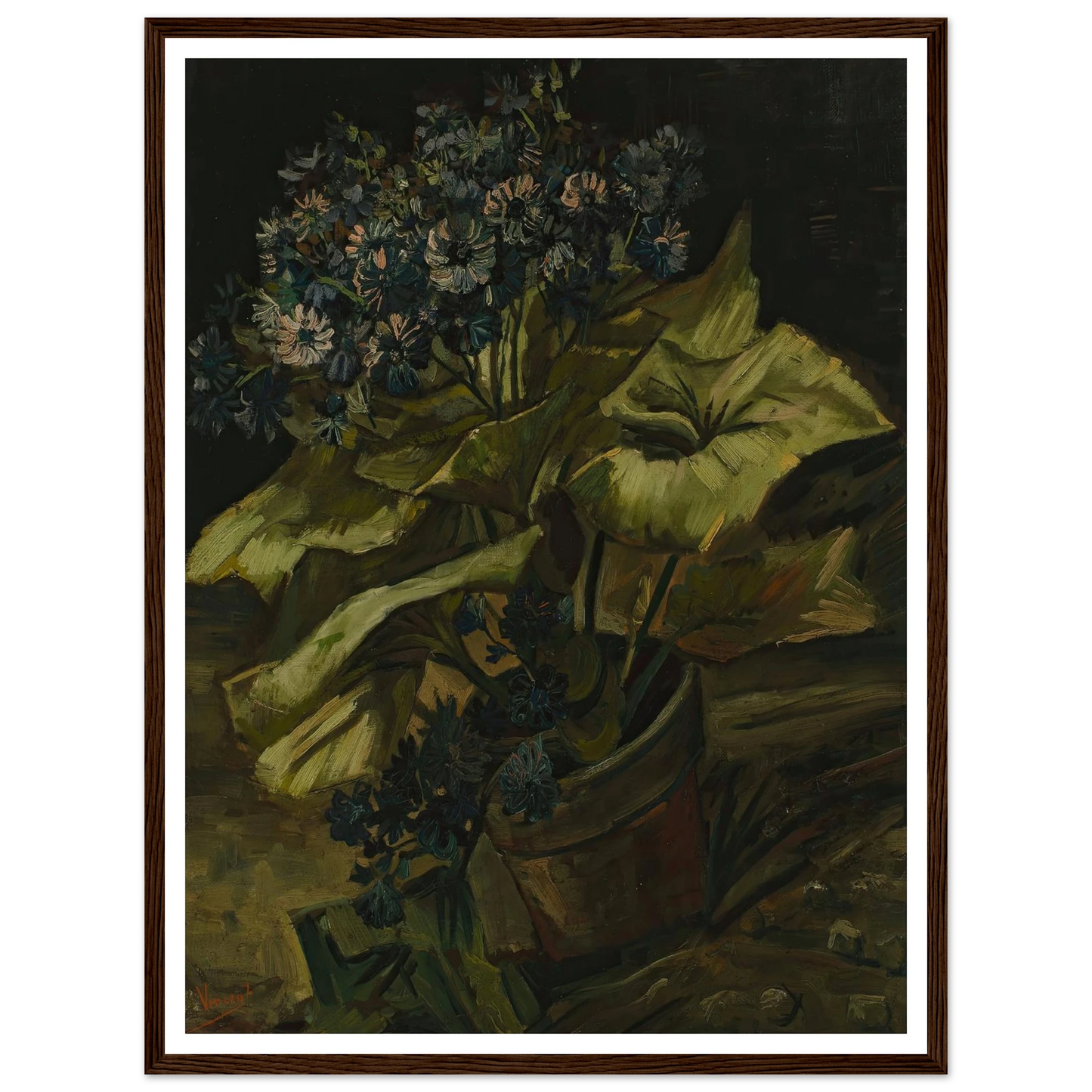 Cineraria (1886) Art Print | Vincent van Gogh - Framed Poster - 30x40 cm / 12x16″ - Black frame