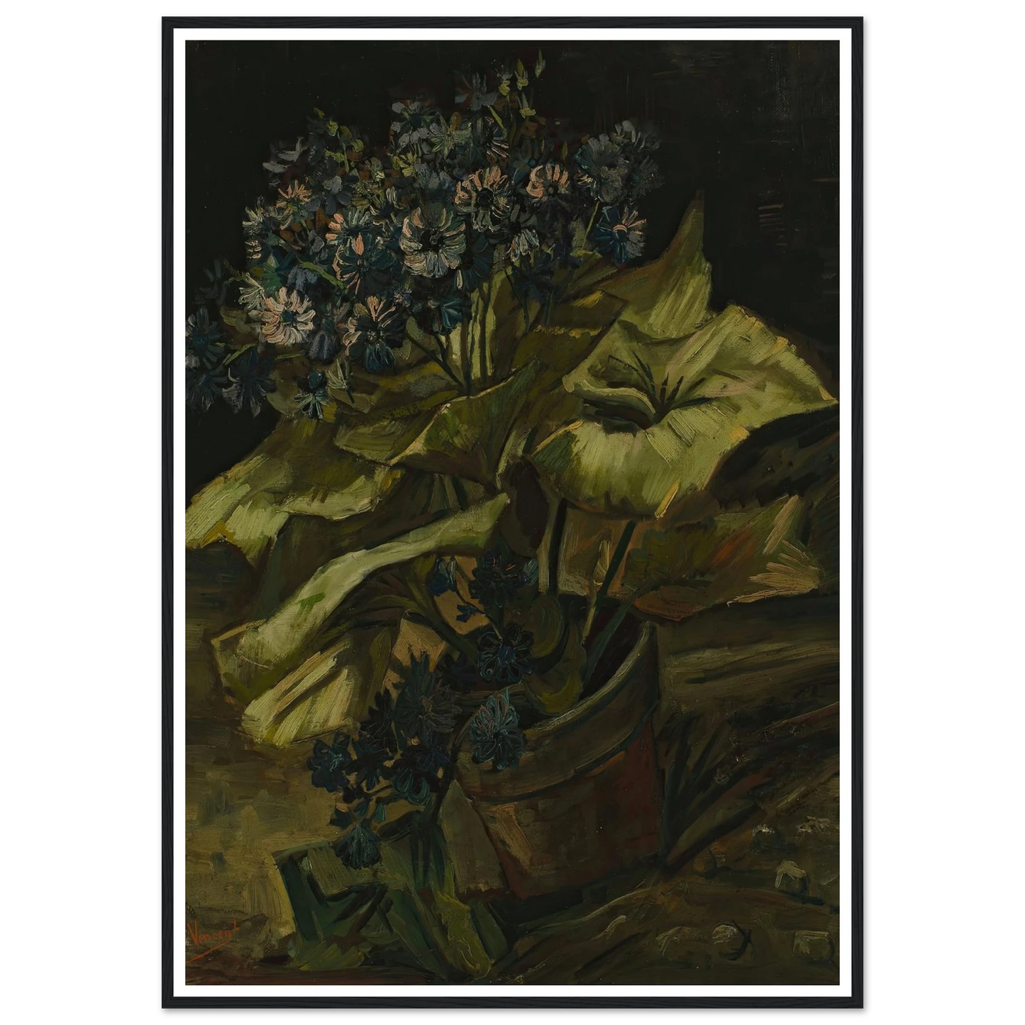 Cineraria (1886) Art Print | Vincent van Gogh - Framed Poster - 30x40 cm / 12x16″ - Black frame