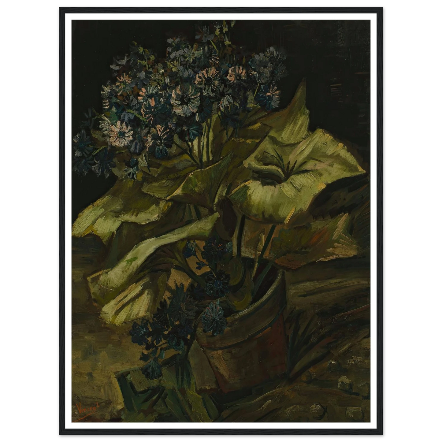 Cineraria (1886) Art Print | Vincent van Gogh - Framed Poster - 30x40 cm / 12x16″ - Black frame