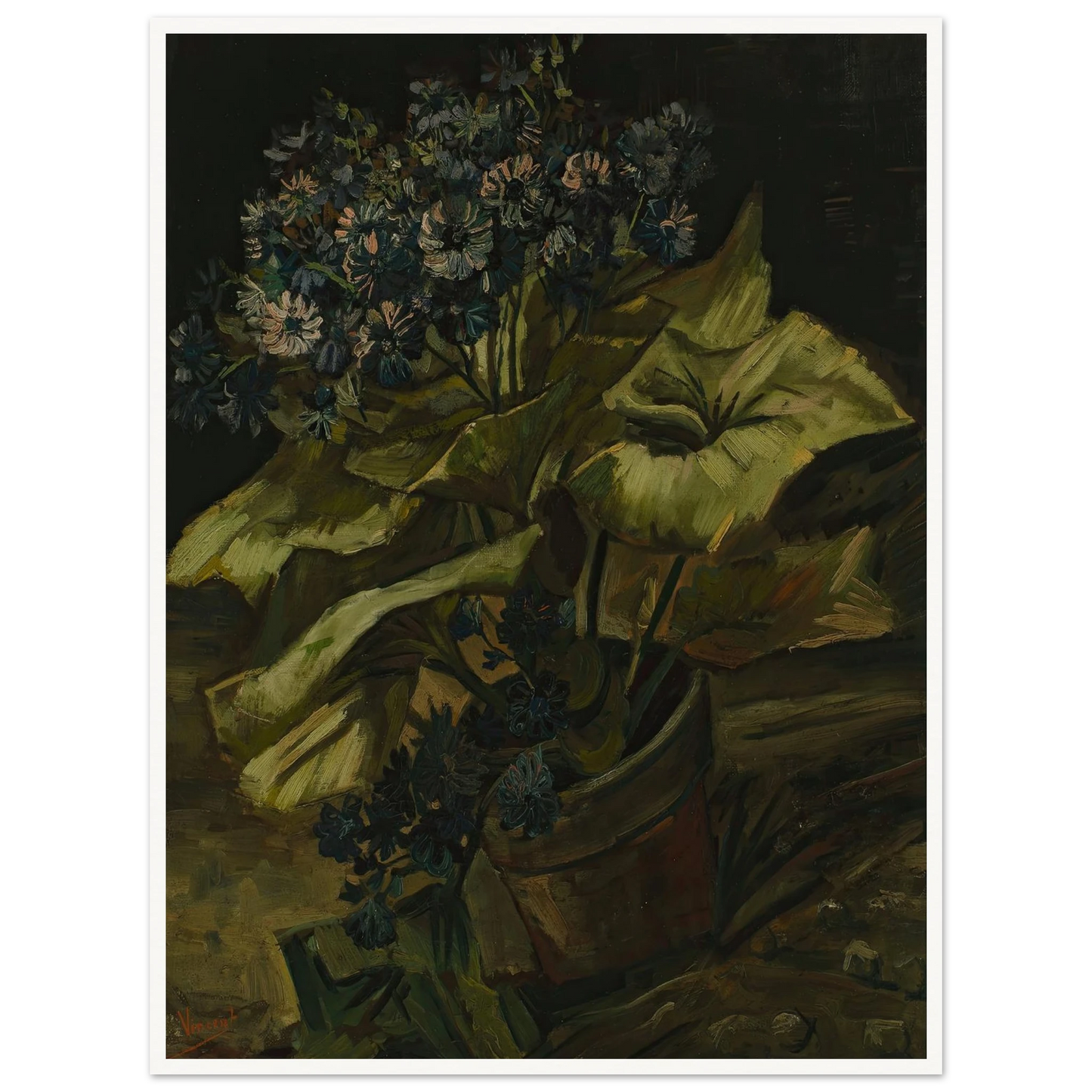 Cineraria (1886) Art Print | Vincent van Gogh - Framed Poster - 30x40 cm / 12x16″ - Black frame