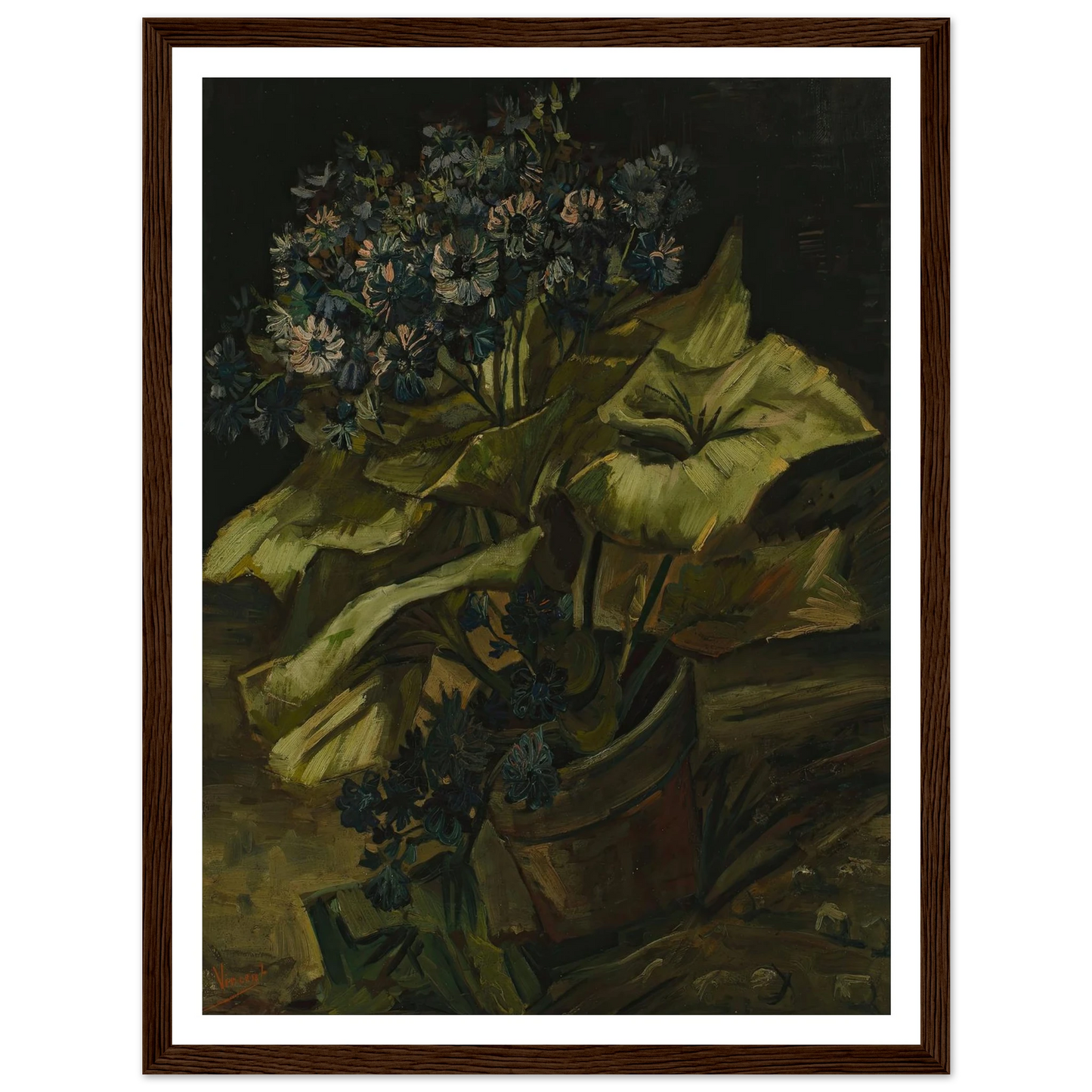 Cineraria (1886) Art Print | Vincent van Gogh - Framed Poster - 30x40 cm / 12x16″ - Black frame