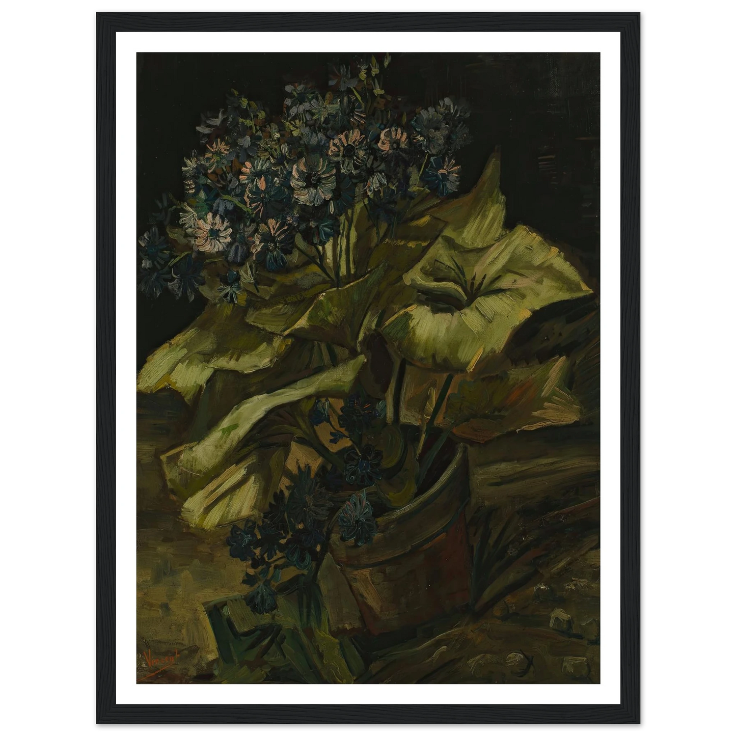 Cineraria (1886) Art Print | Vincent van Gogh - Framed Poster - 30x40 cm / 12x16″ - Black frame