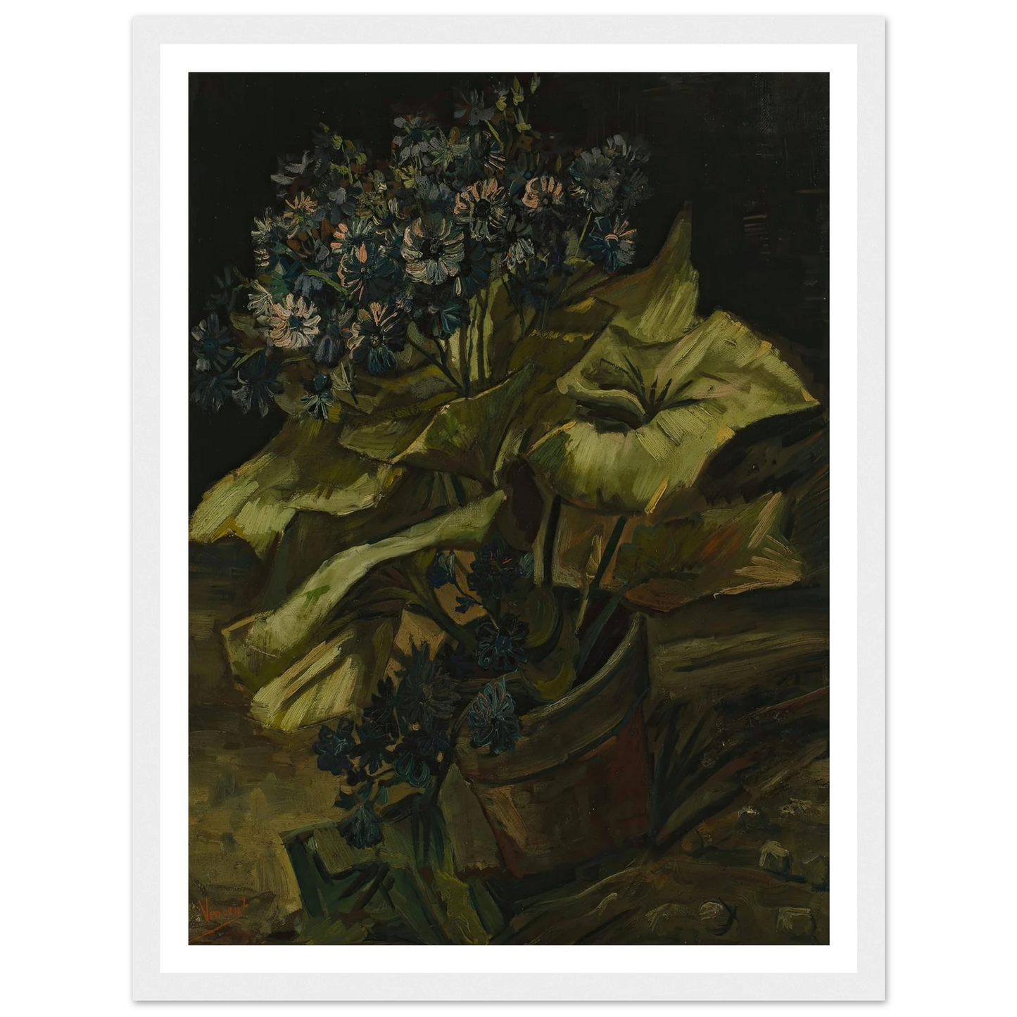 Cineraria (1886) Art Print | Vincent van Gogh - Framed Poster - 30x40 cm / 12x16″ - Black frame