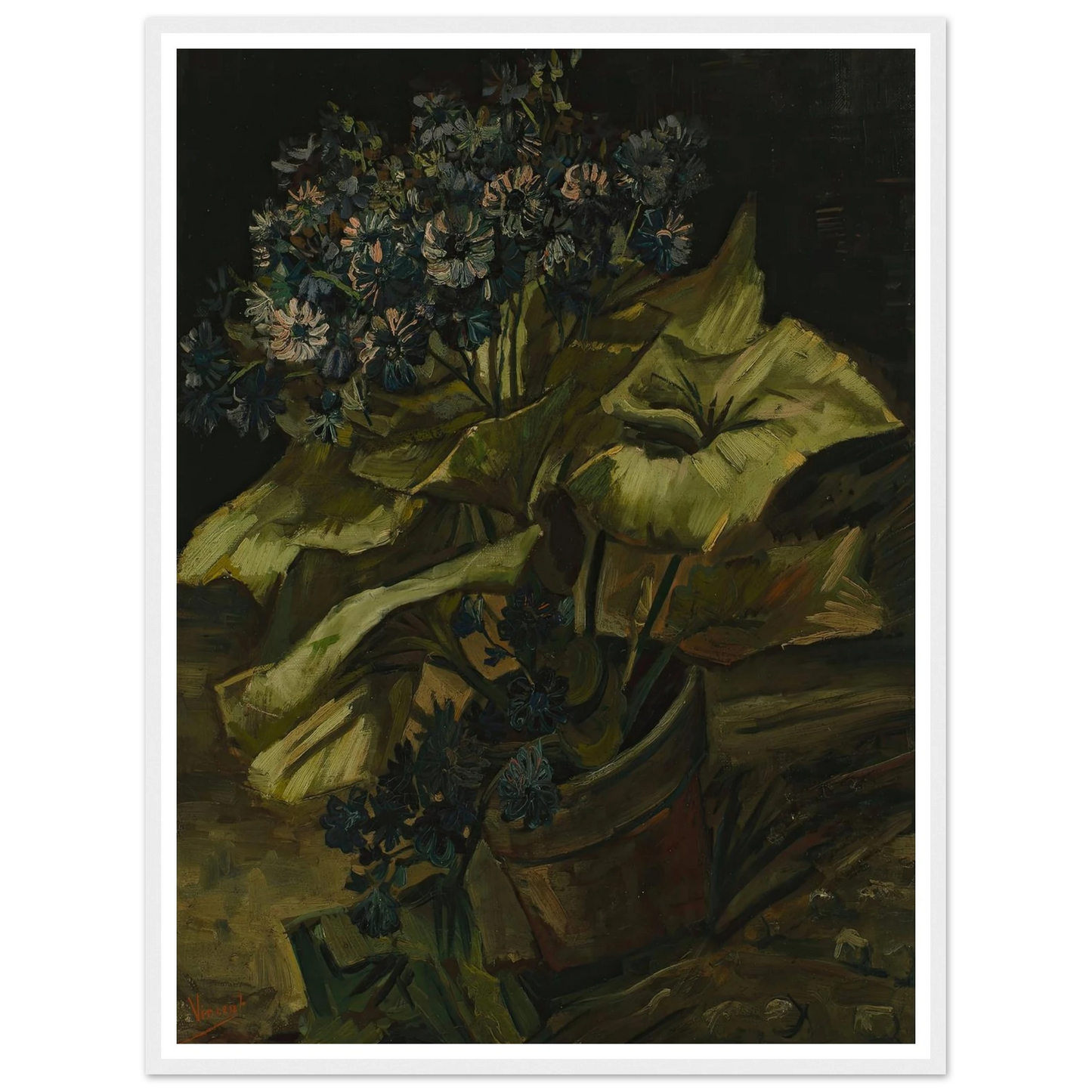 Cineraria (1886) Art Print | Vincent van Gogh - Framed Poster - 30x40 cm / 12x16″ - Black frame