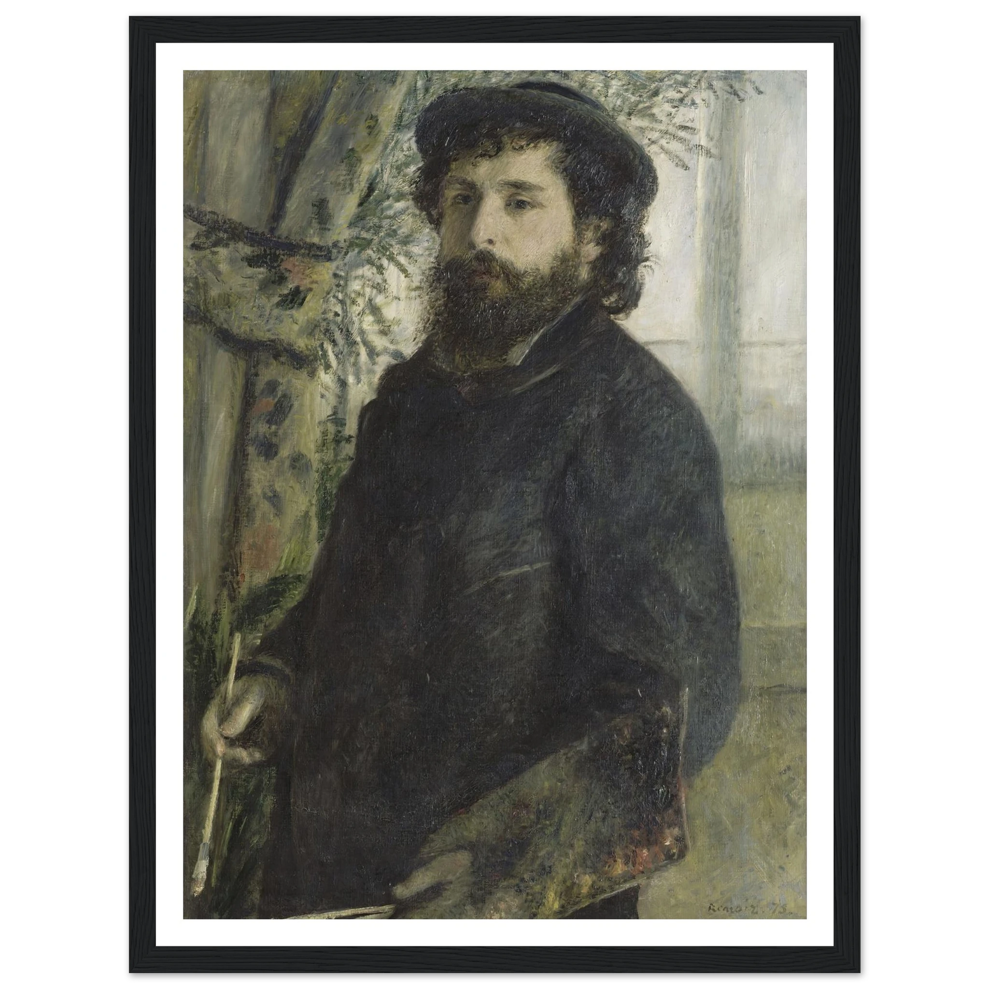 Claude Monet (1875) Art Print | Pierre Auguste Renoir - Framed Poster - 30x40 cm / 12x16″ - Black frame