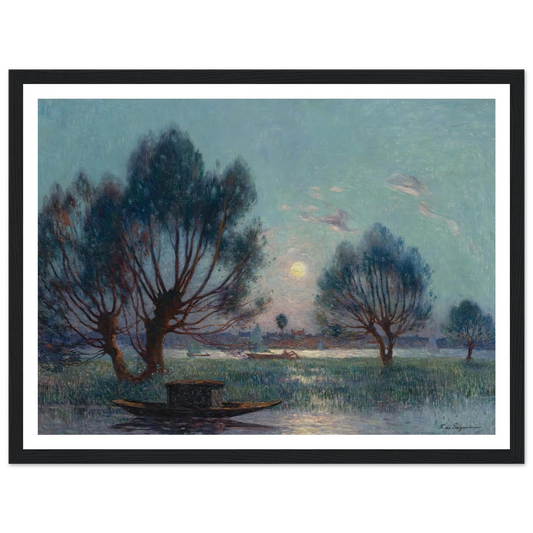 Clear Moon above the Banks of the Loire Art Print | Ferdinand du Puigaudeau - Framed Poster - 30x40 cm / 12x16″ - Black frame