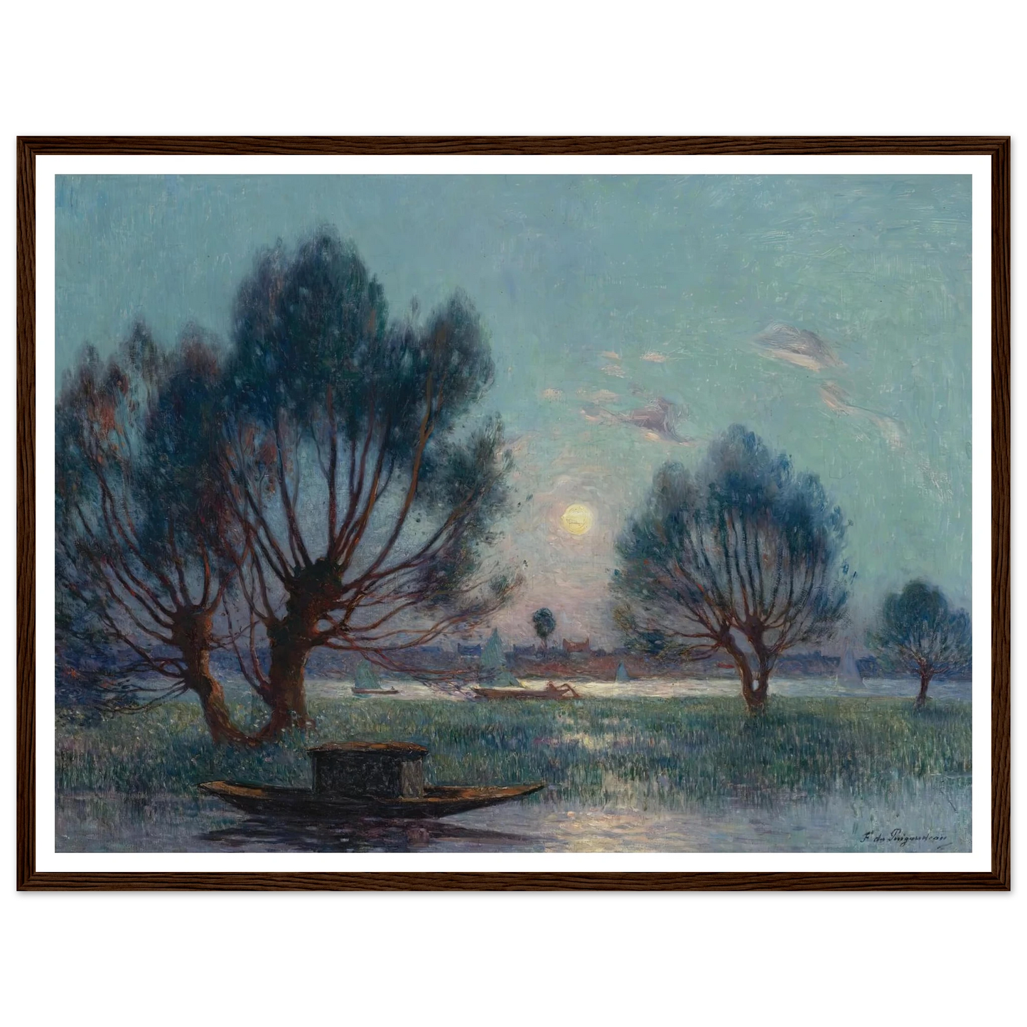 Clear Moon above the Banks of the Loire Art Print | Ferdinand du Puigaudeau - Framed Poster - 30x40 cm / 12x16″ - Black frame