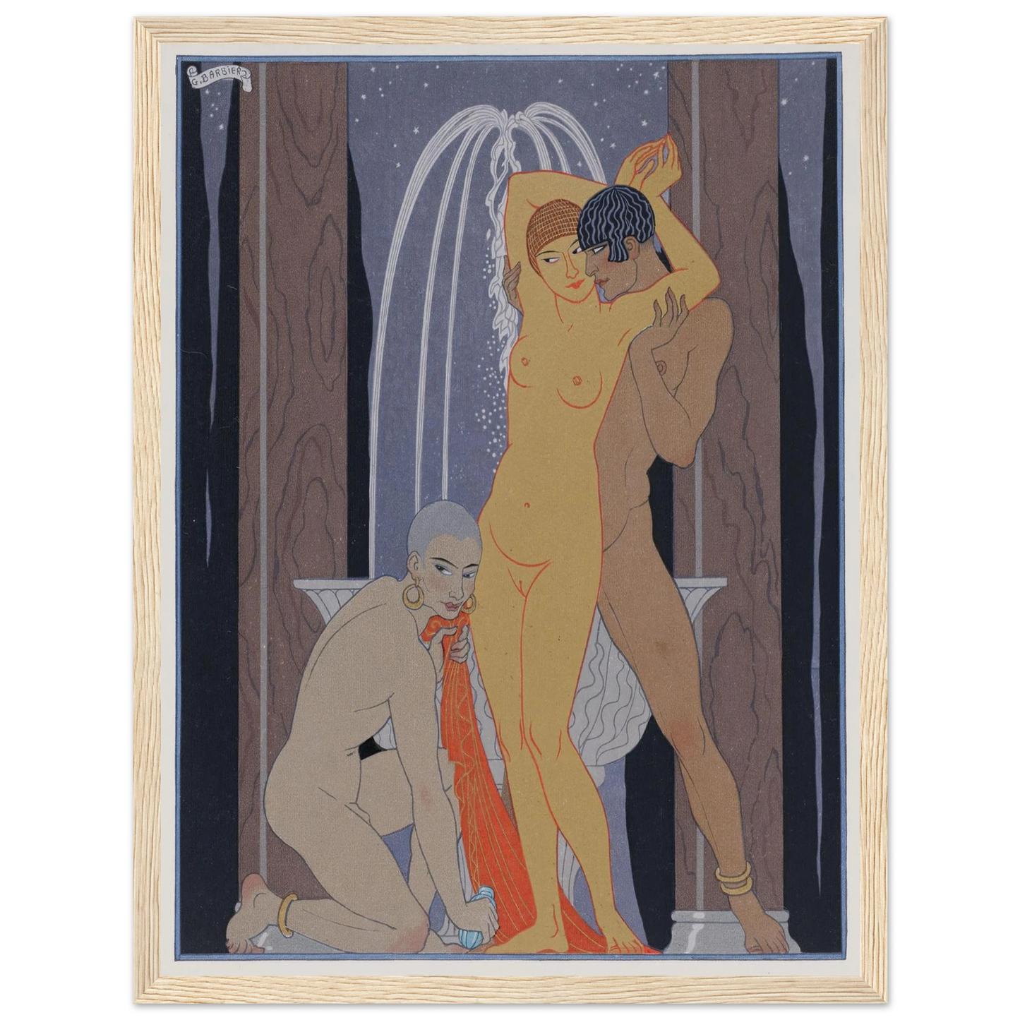 Clodia accompanying her brother (1929) Art Print | George Barbier - Framed Poster - 30x40 cm / 12x16″ - Black frame