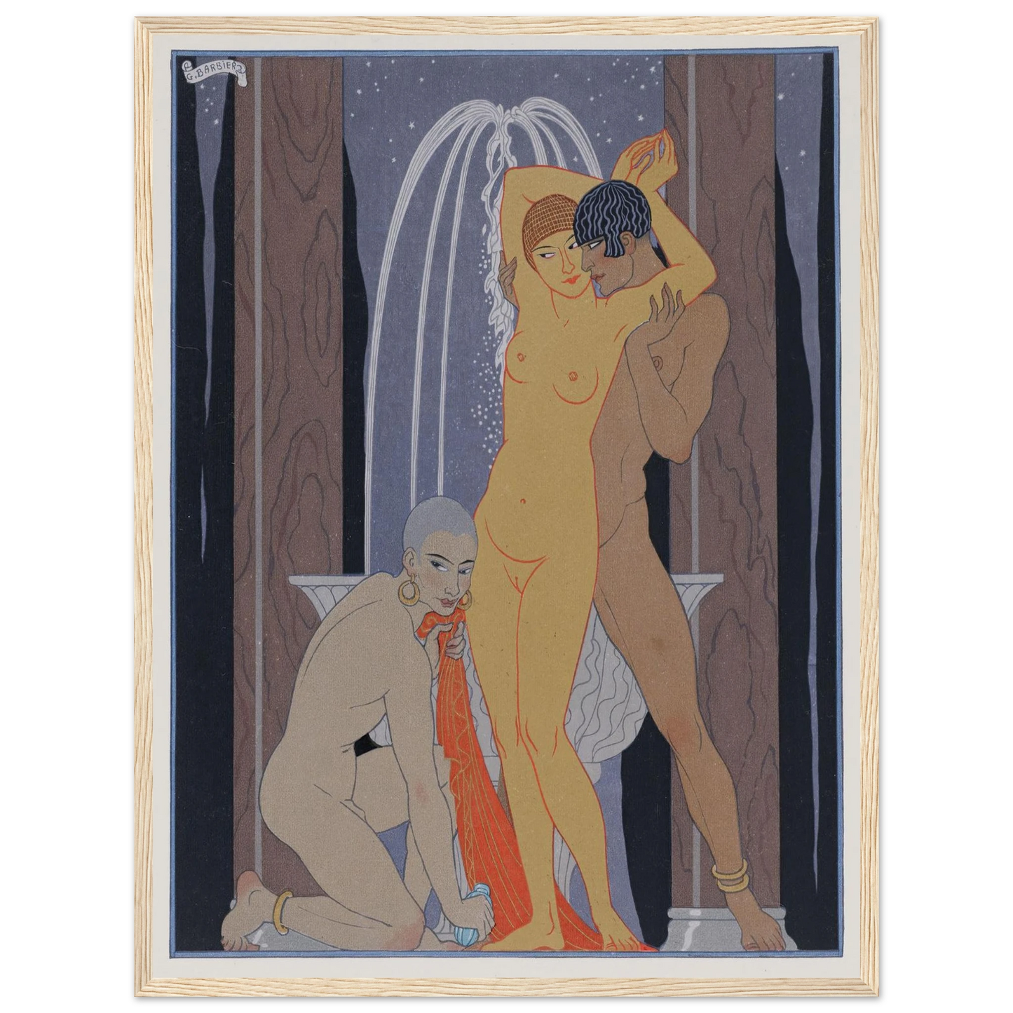 Clodia accompanying her brother (1929) Art Print | George Barbier - Framed Poster - 30x40 cm / 12x16″ - Black frame