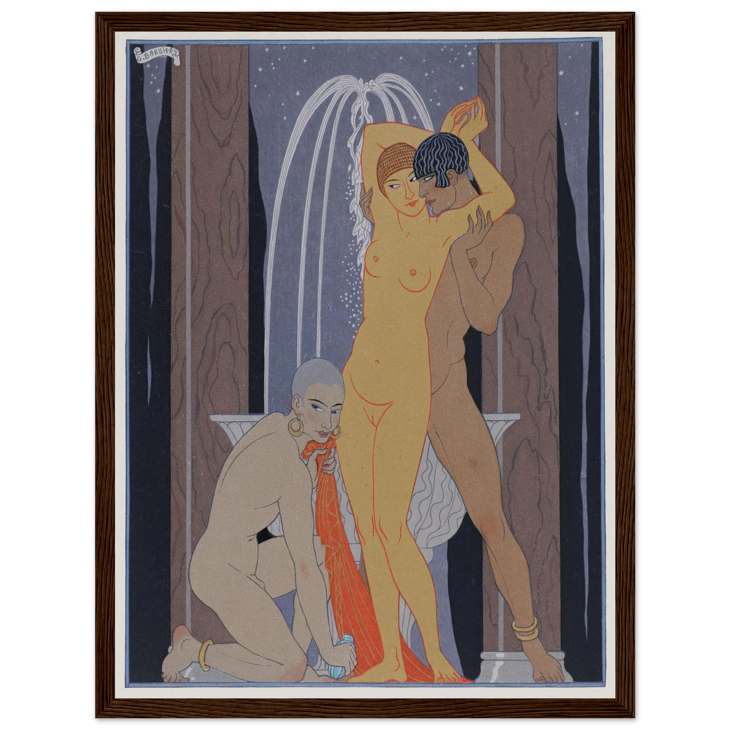 Clodia accompanying her brother (1929) Art Print | George Barbier - Framed Poster - 30x40 cm / 12x16″ - Black frame