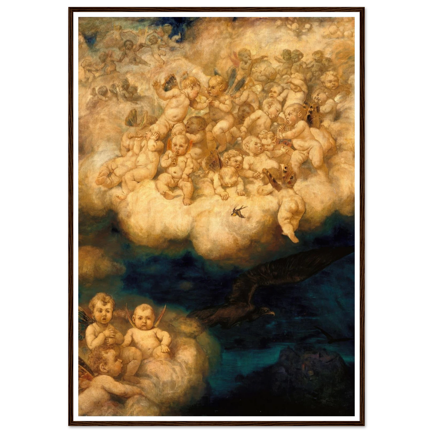 Cloud of Angels (1878) Art Print | Hans Thoma - Framed Poster - 30x40 cm / 12x16″ - Black frame