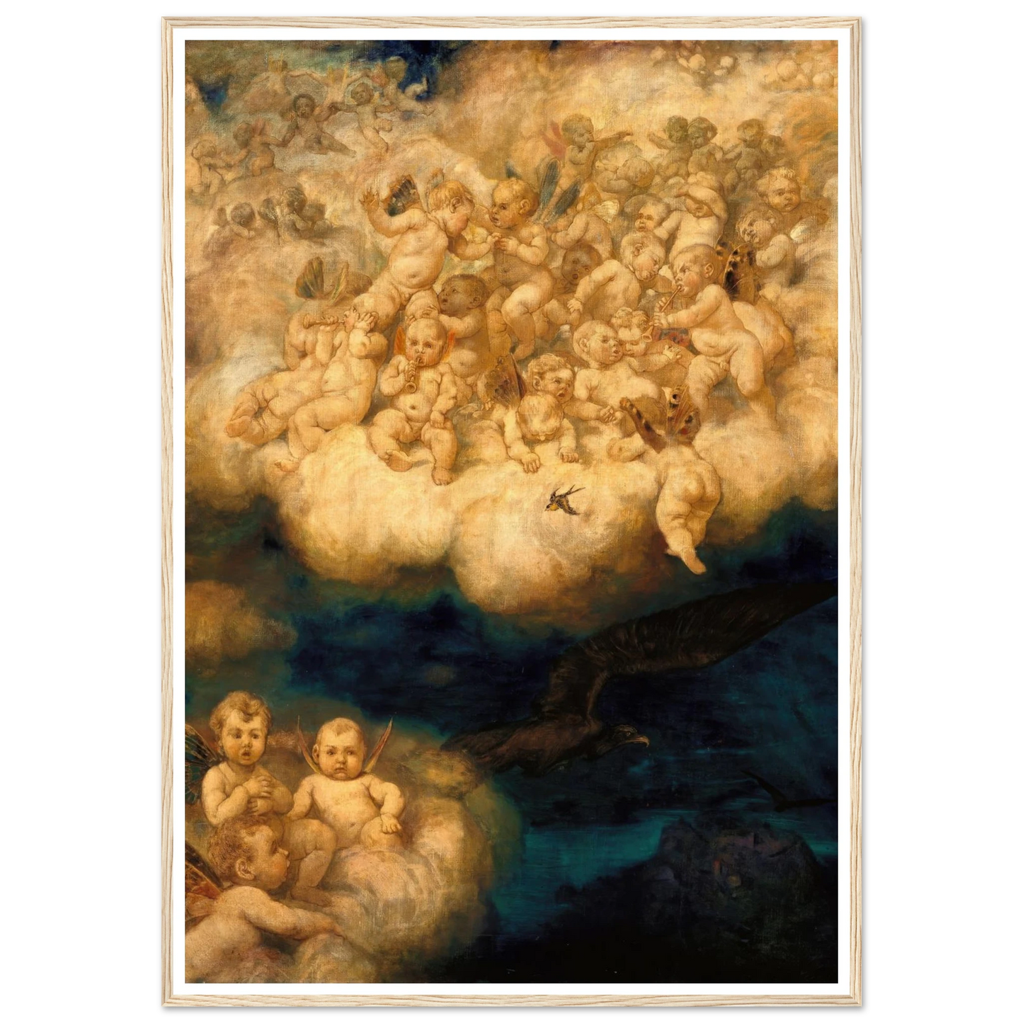 Cloud of Angels (1878) Art Print | Hans Thoma - Framed Poster - 30x40 cm / 12x16″ - Black frame