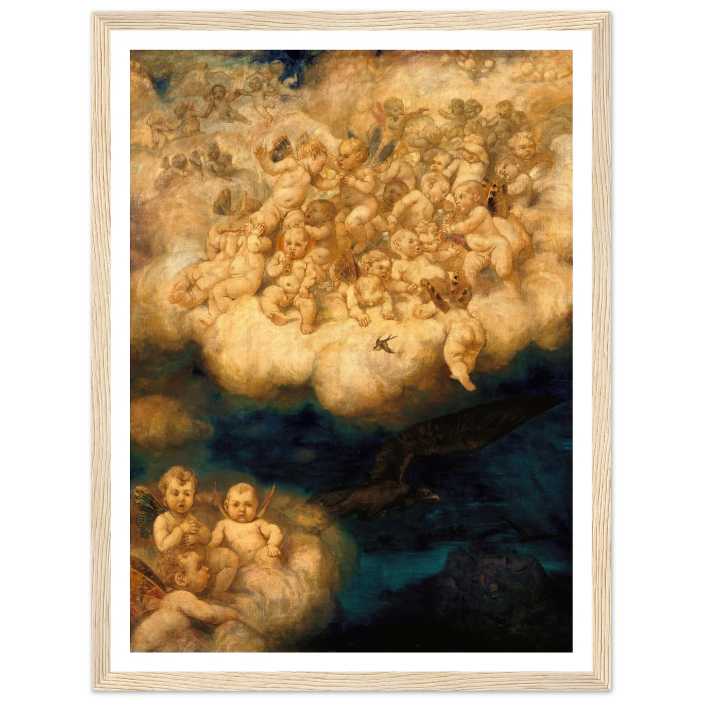 Cloud of Angels (1878) Art Print | Hans Thoma - Framed Poster - 30x40 cm / 12x16″ - Black frame