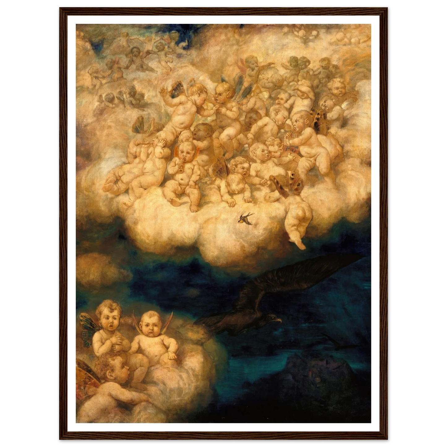 Cloud of Angels (1878) Art Print | Hans Thoma - Framed Poster - 30x40 cm / 12x16″ - Black frame