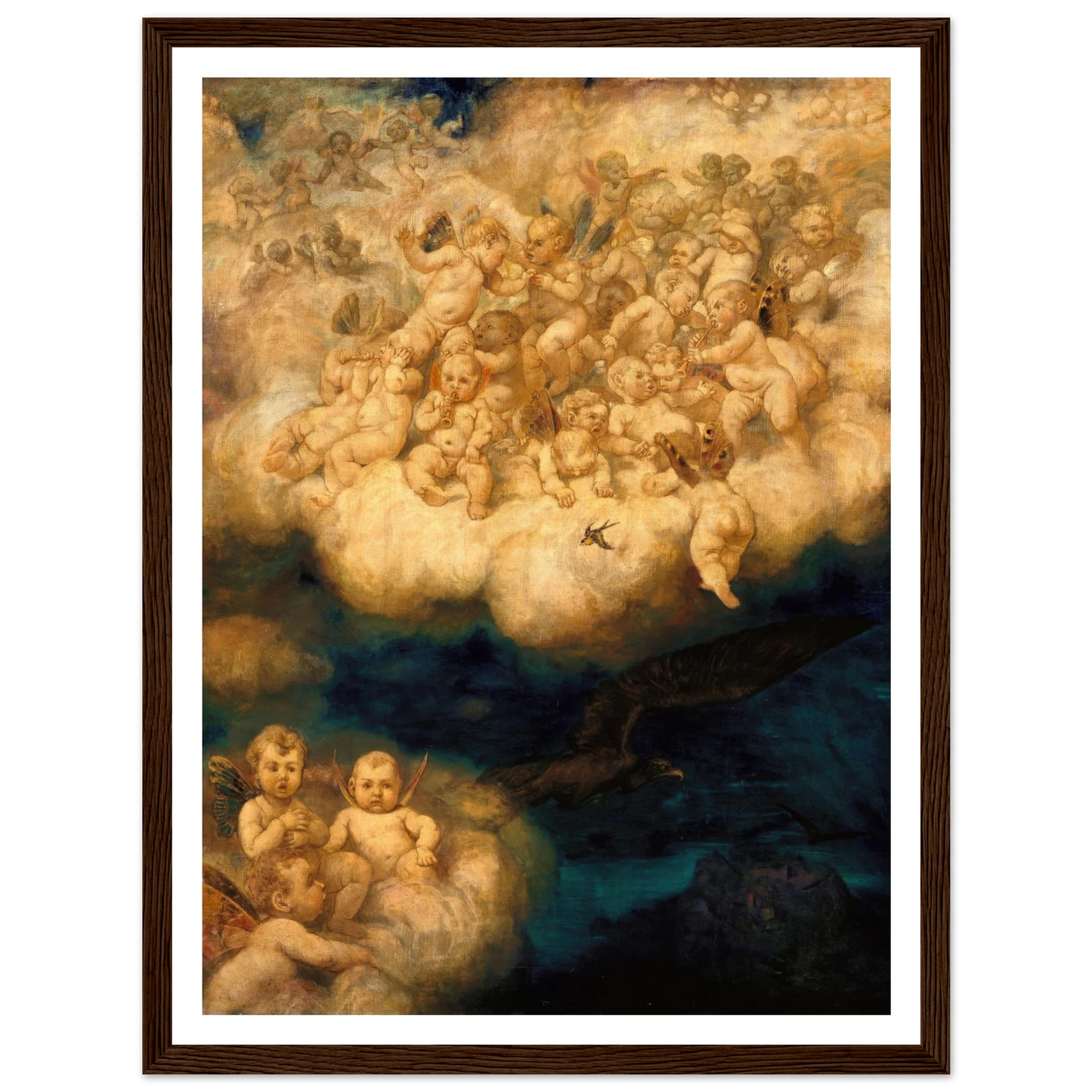 Cloud of Angels (1878) Art Print | Hans Thoma - Framed Poster - 30x40 cm / 12x16″ - Black frame