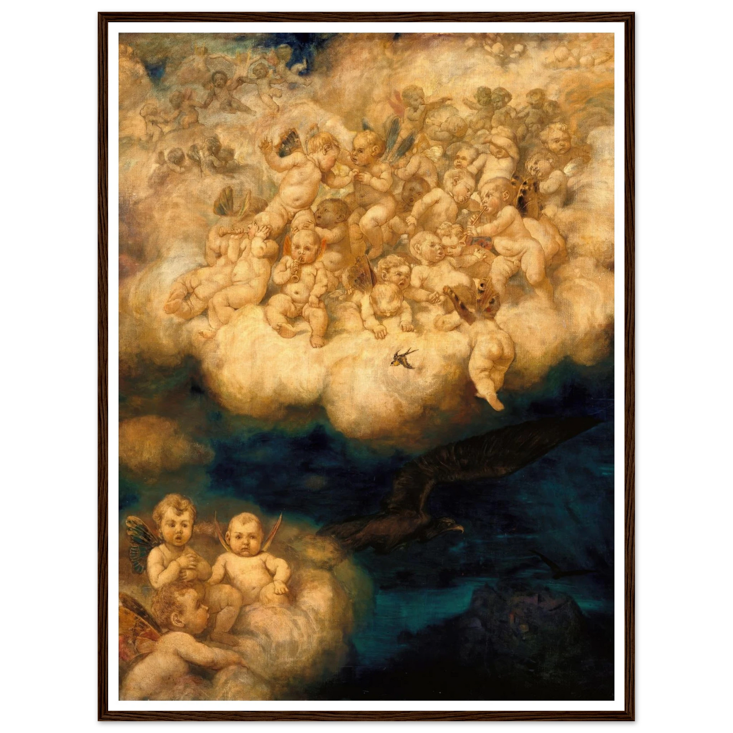 Cloud of Angels (1878) Art Print | Hans Thoma - Framed Poster - 30x40 cm / 12x16″ - Black frame