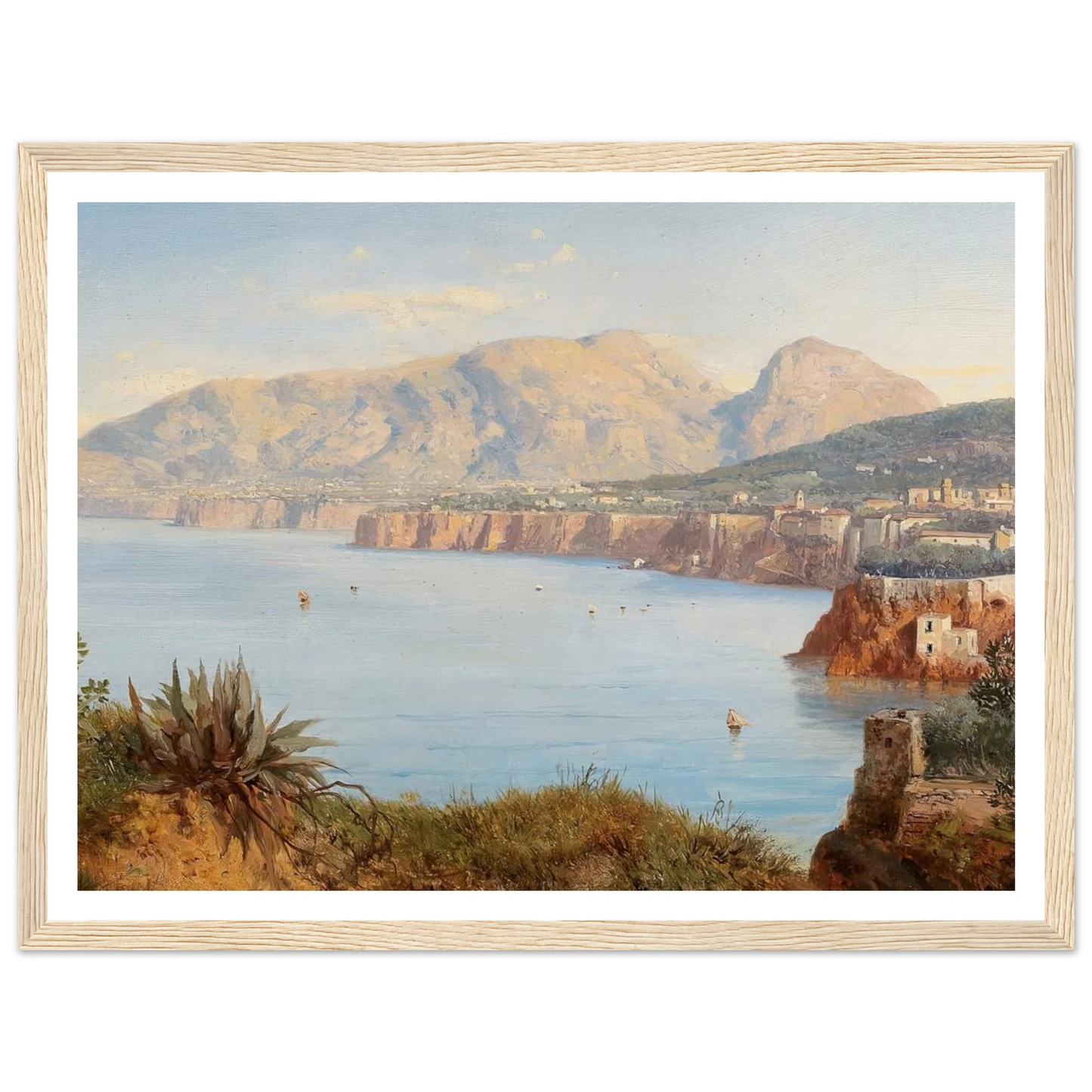 Coastal Landscape In Sorrento Near Naples Art Print | Albert Zimmermann - Framed Poster - 30x40 cm / 12x16″ - Black frame