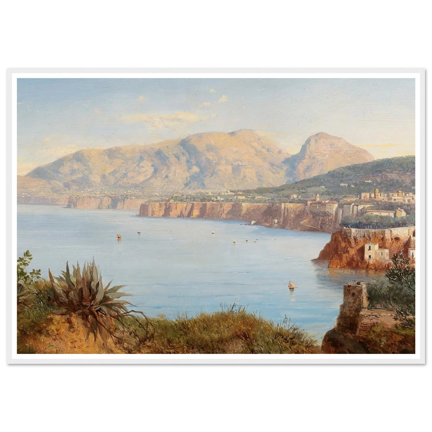 Coastal Landscape In Sorrento Near Naples Art Print | Albert Zimmermann - Framed Poster - 30x40 cm / 12x16″ - Black frame