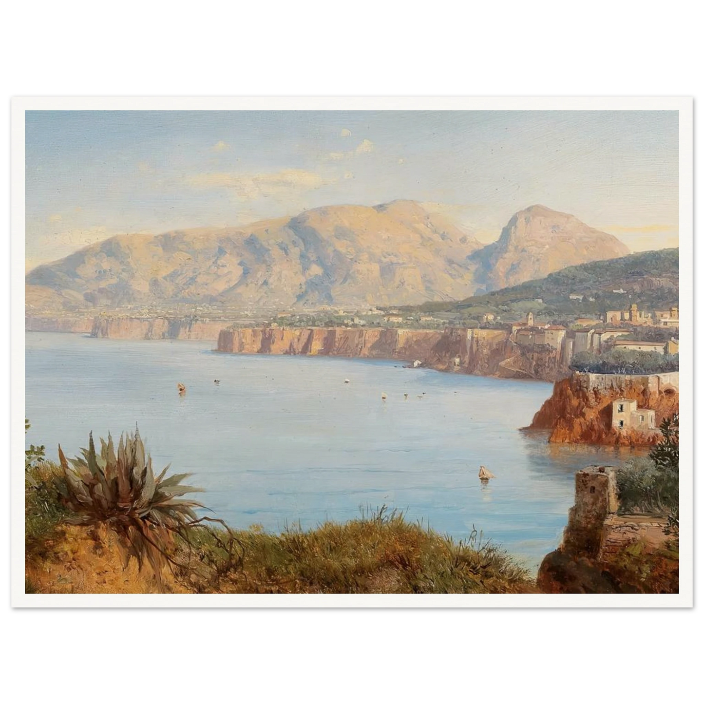 Coastal Landscape In Sorrento Near Naples Art Print | Albert Zimmermann - Framed Poster - 30x40 cm / 12x16″ - Black frame