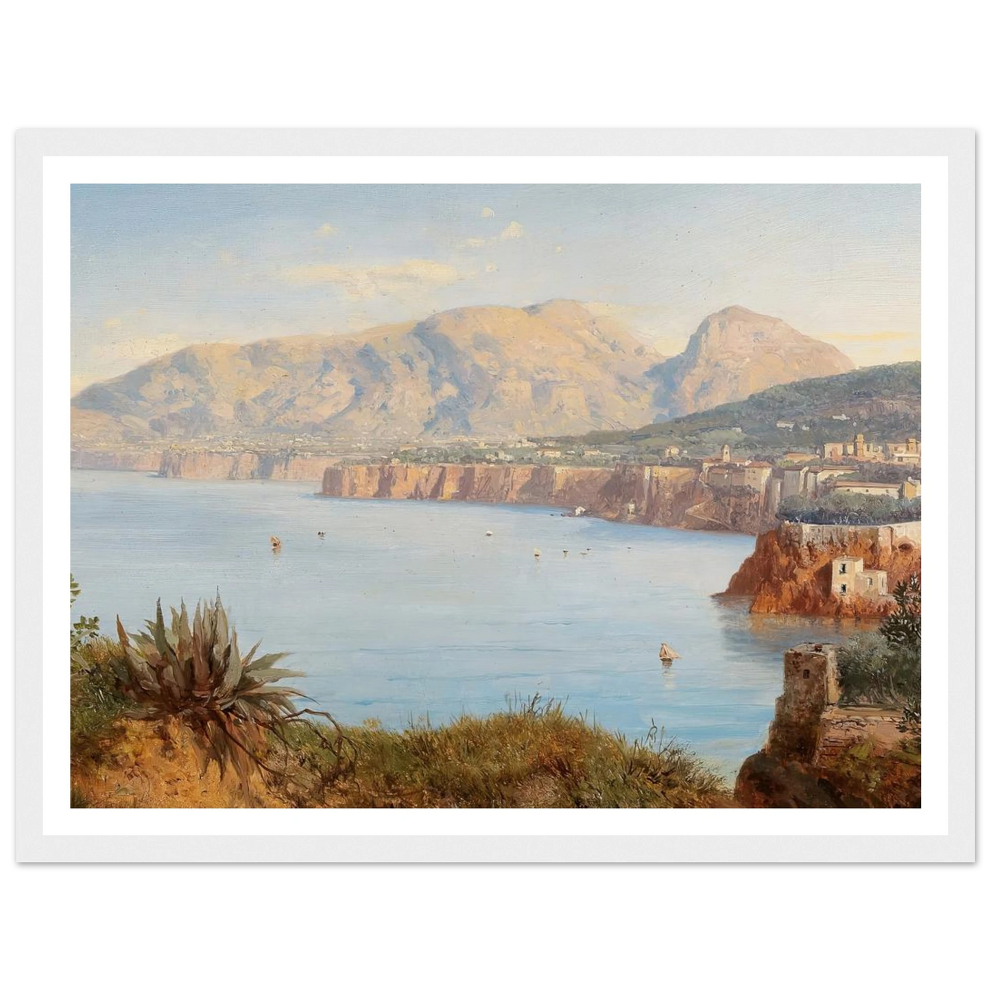 Coastal Landscape In Sorrento Near Naples Art Print | Albert Zimmermann - Framed Poster - 30x40 cm / 12x16″ - Black frame