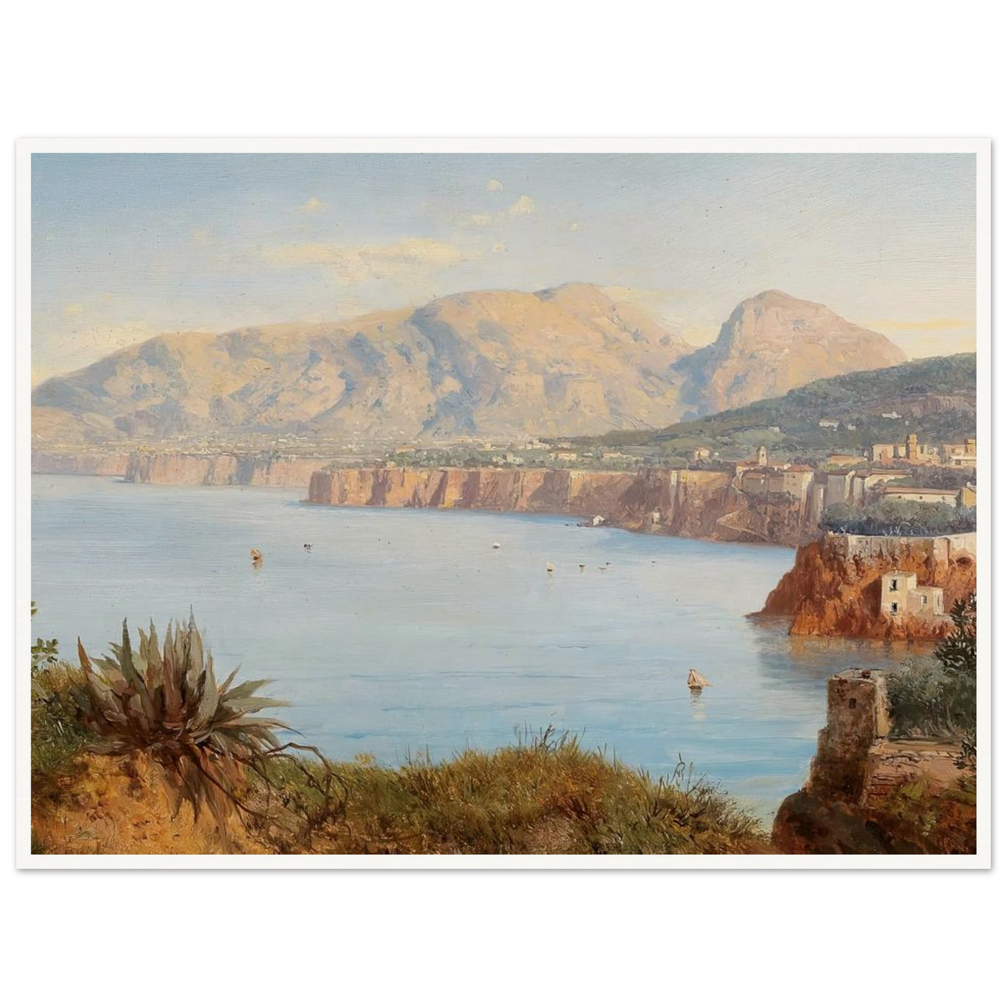 Coastal Landscape In Sorrento Near Naples Art Print | Albert Zimmermann - Framed Poster - 30x40 cm / 12x16″ - Black frame