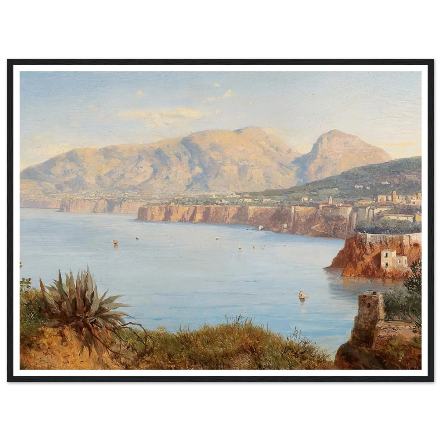 Coastal Landscape In Sorrento Near Naples Art Print | Albert Zimmermann - Framed Poster - 30x40 cm / 12x16″ - Black frame