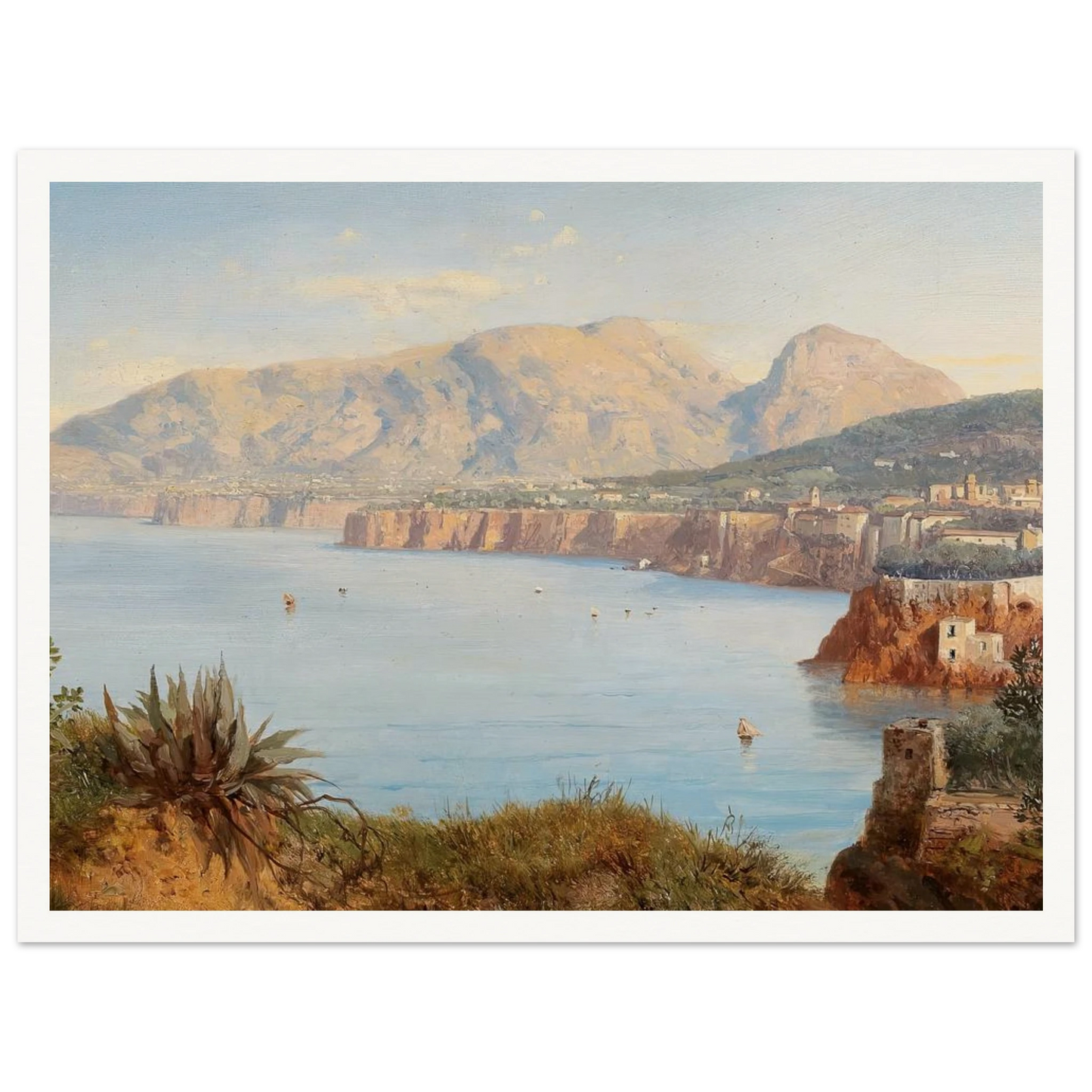 Coastal Landscape In Sorrento Near Naples Art Print | Albert Zimmermann - Framed Poster - 30x40 cm / 12x16″ - Black frame