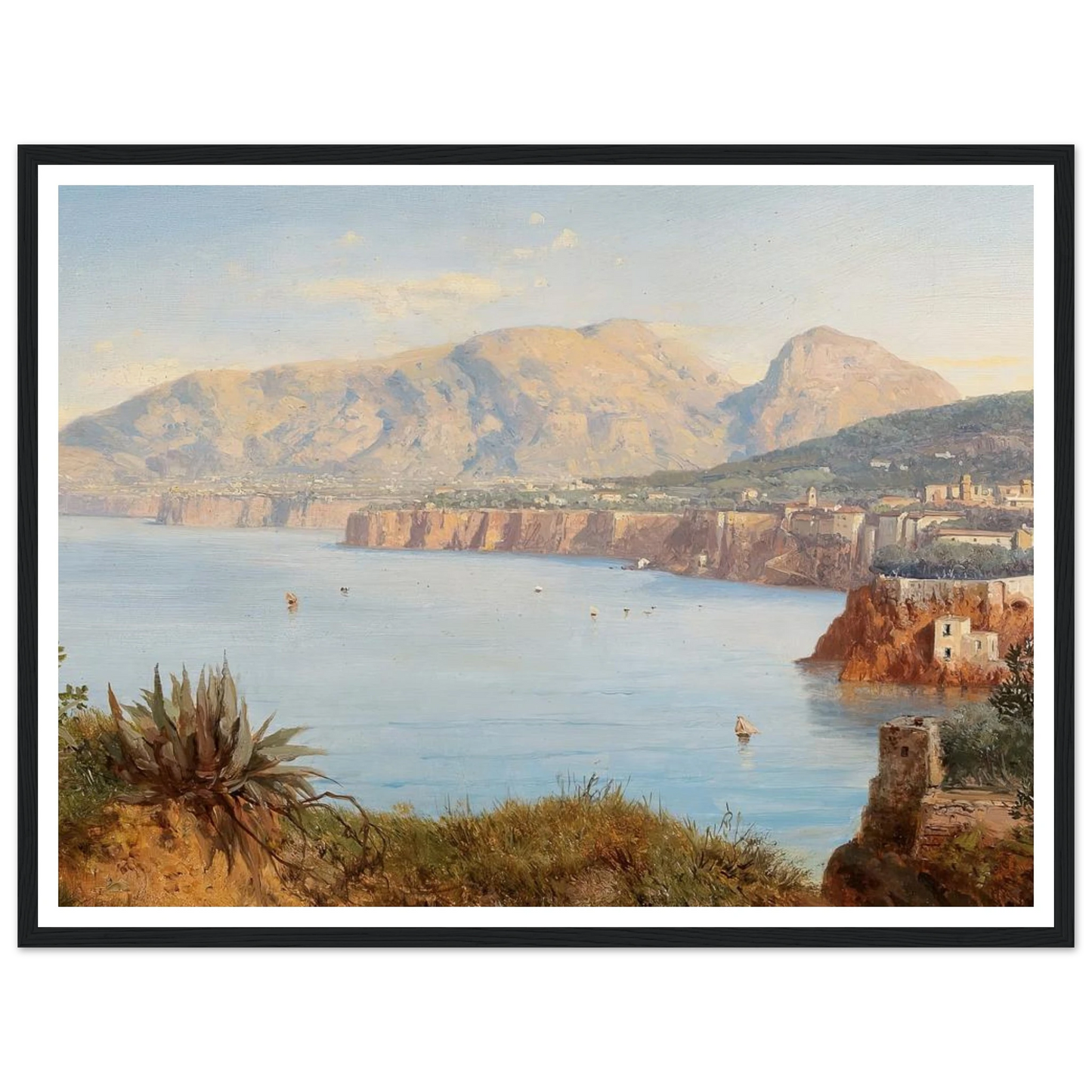 Coastal Landscape In Sorrento Near Naples Art Print | Albert Zimmermann - Framed Poster - 30x40 cm / 12x16″ - Black frame