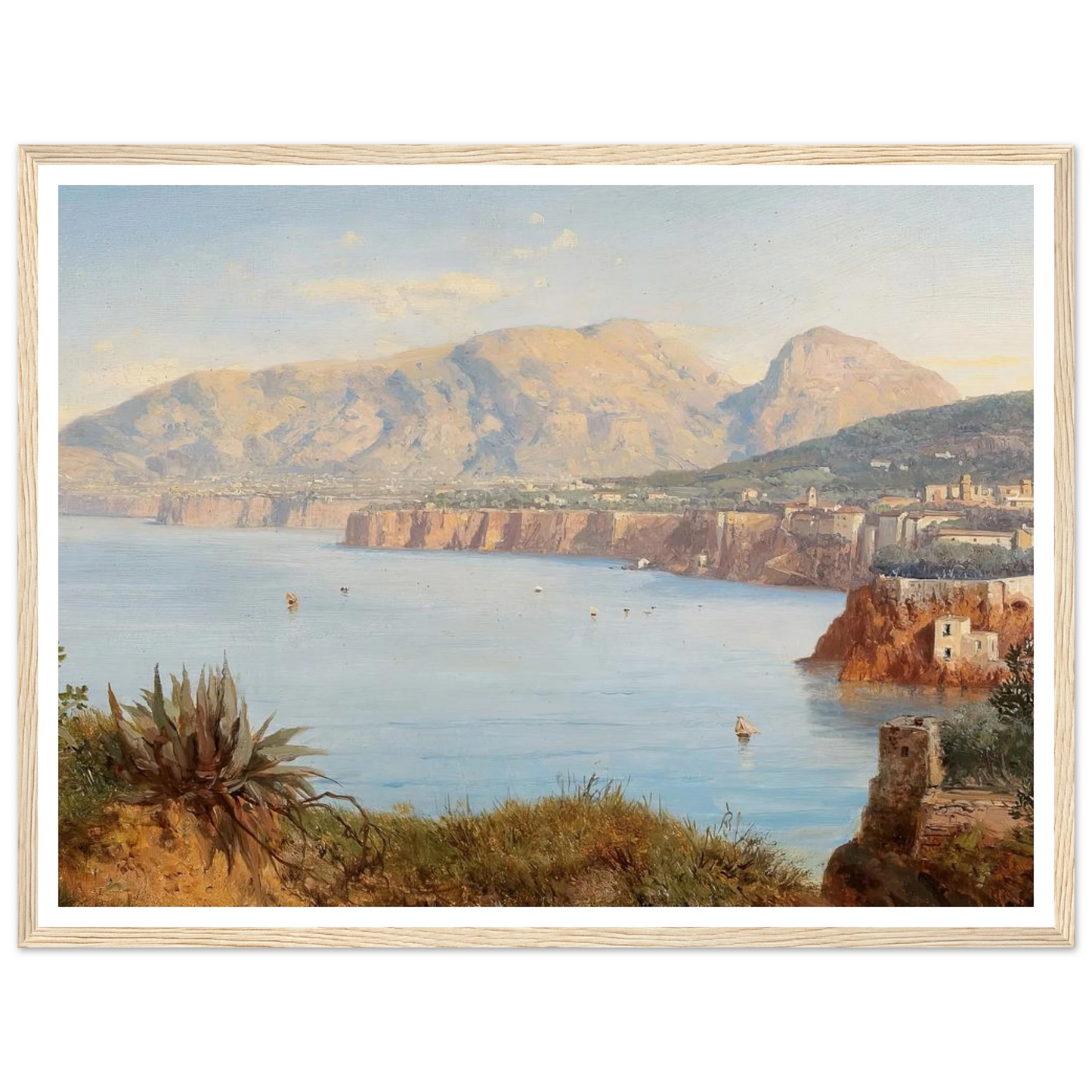 Coastal Landscape In Sorrento Near Naples Art Print | Albert Zimmermann - Framed Poster - 30x40 cm / 12x16″ - Black frame