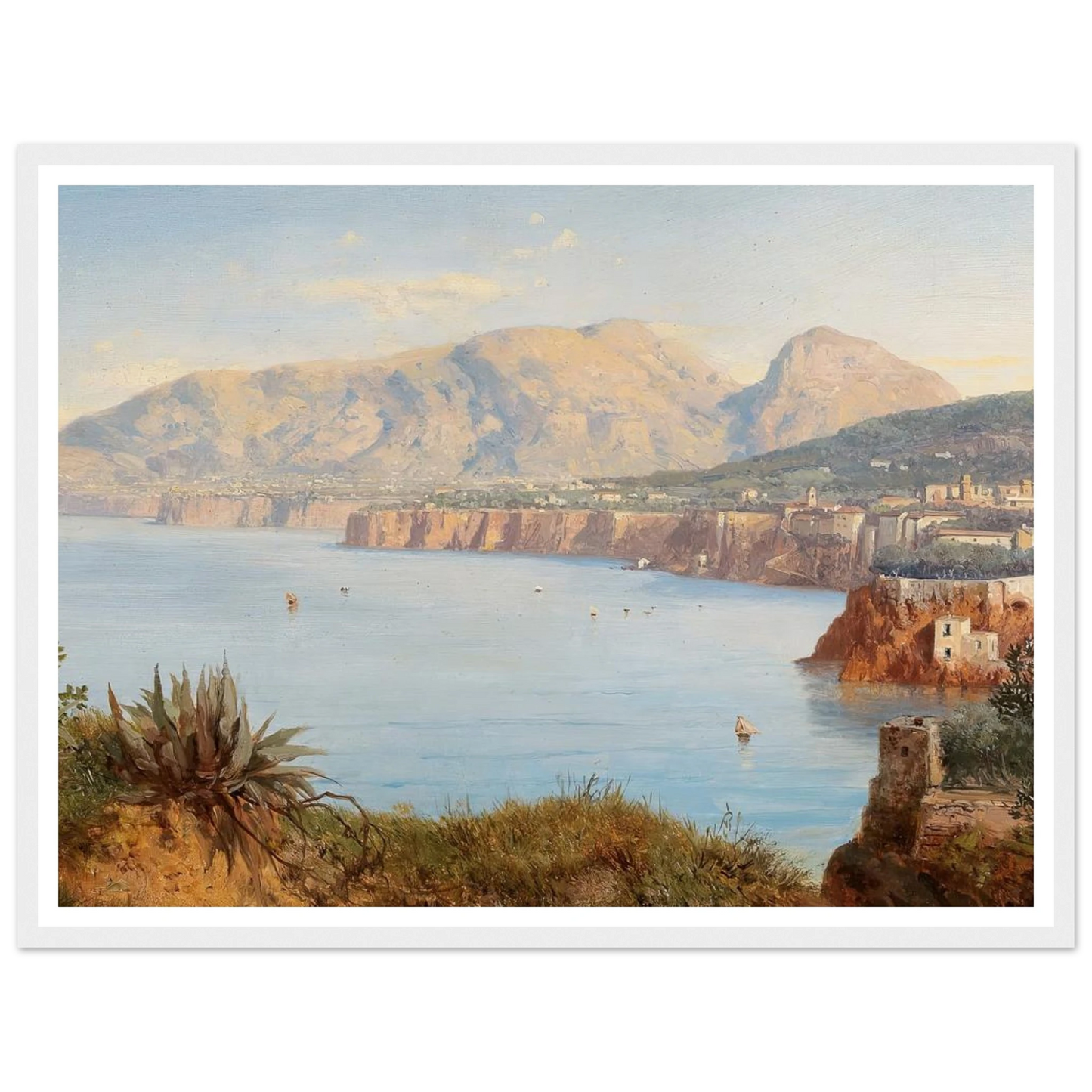 Coastal Landscape In Sorrento Near Naples Art Print | Albert Zimmermann - Framed Poster - 30x40 cm / 12x16″ - Black frame