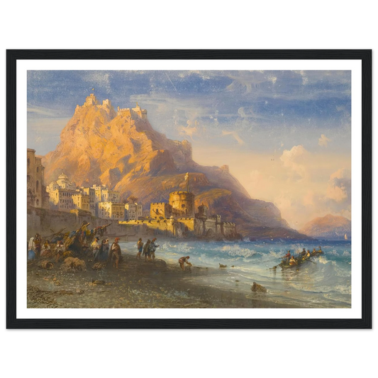 Coastal Landscape, Southern Italy Art Print | Carlo Bossoli - Framed Poster - 30x40 cm / 12x16″ - Black frame