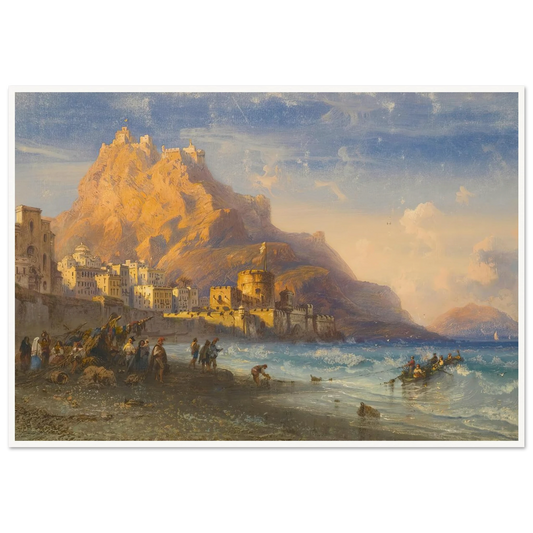 Coastal Landscape, Southern Italy Art Print | Carlo Bossoli - Framed Poster - 30x40 cm / 12x16″ - Black frame