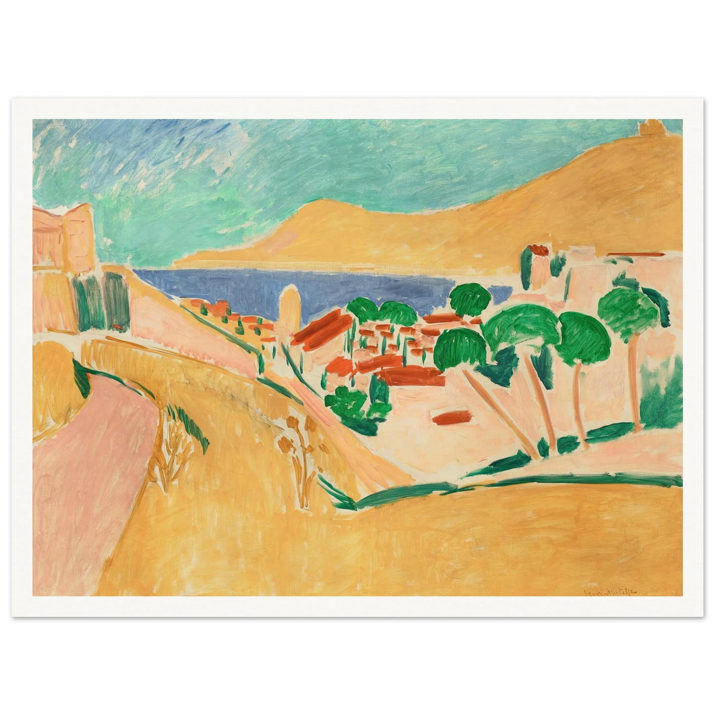 Collioure en août (circa 1911) Art Print | Henri Matisse - Framed Poster - 30x40 cm / 12x16″ - Black frame