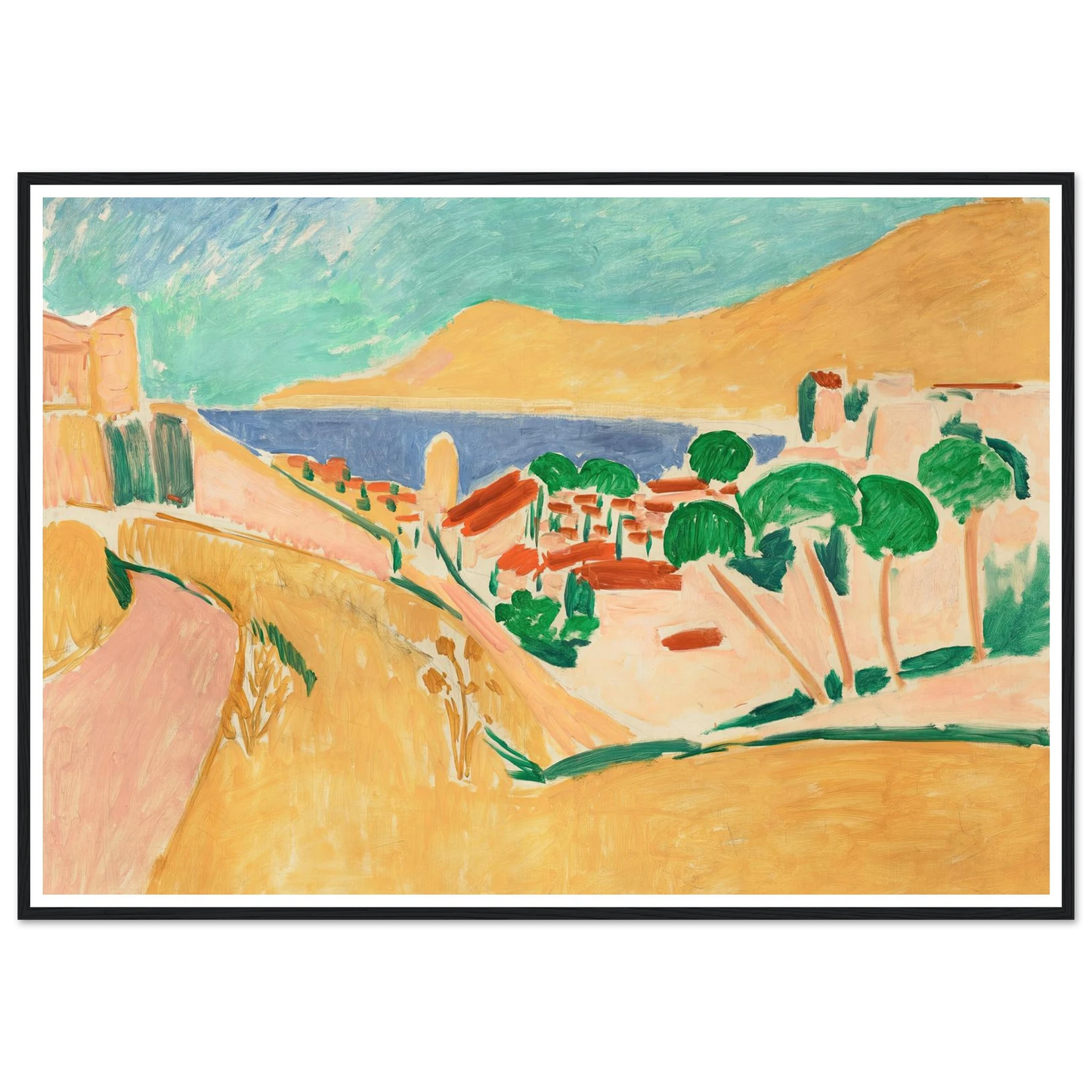 Collioure en août (circa 1911) Art Print | Henri Matisse - Framed Poster - 30x40 cm / 12x16″ - Black frame