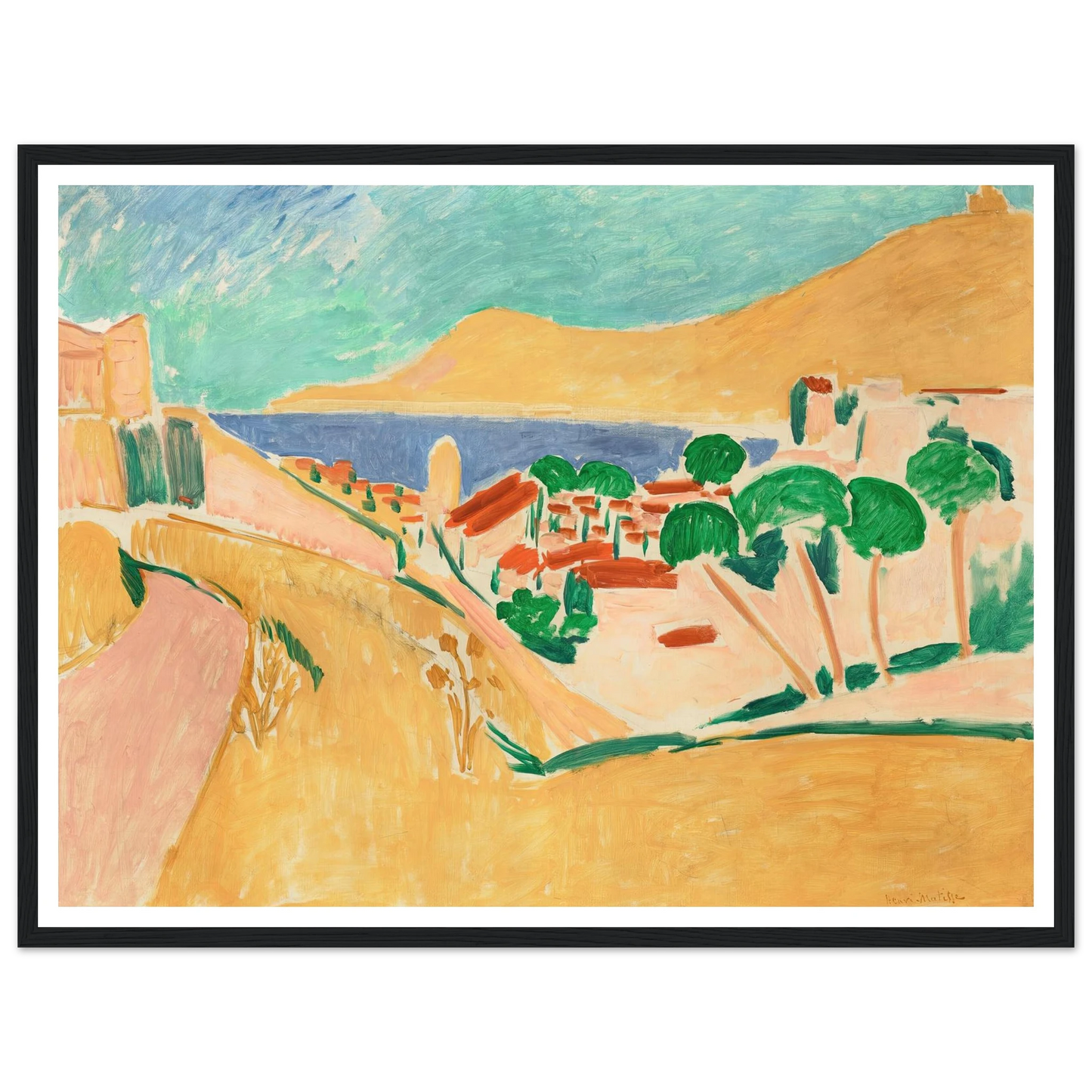 Collioure en août (circa 1911) Art Print | Henri Matisse - Framed Poster - 30x40 cm / 12x16″ - Black frame