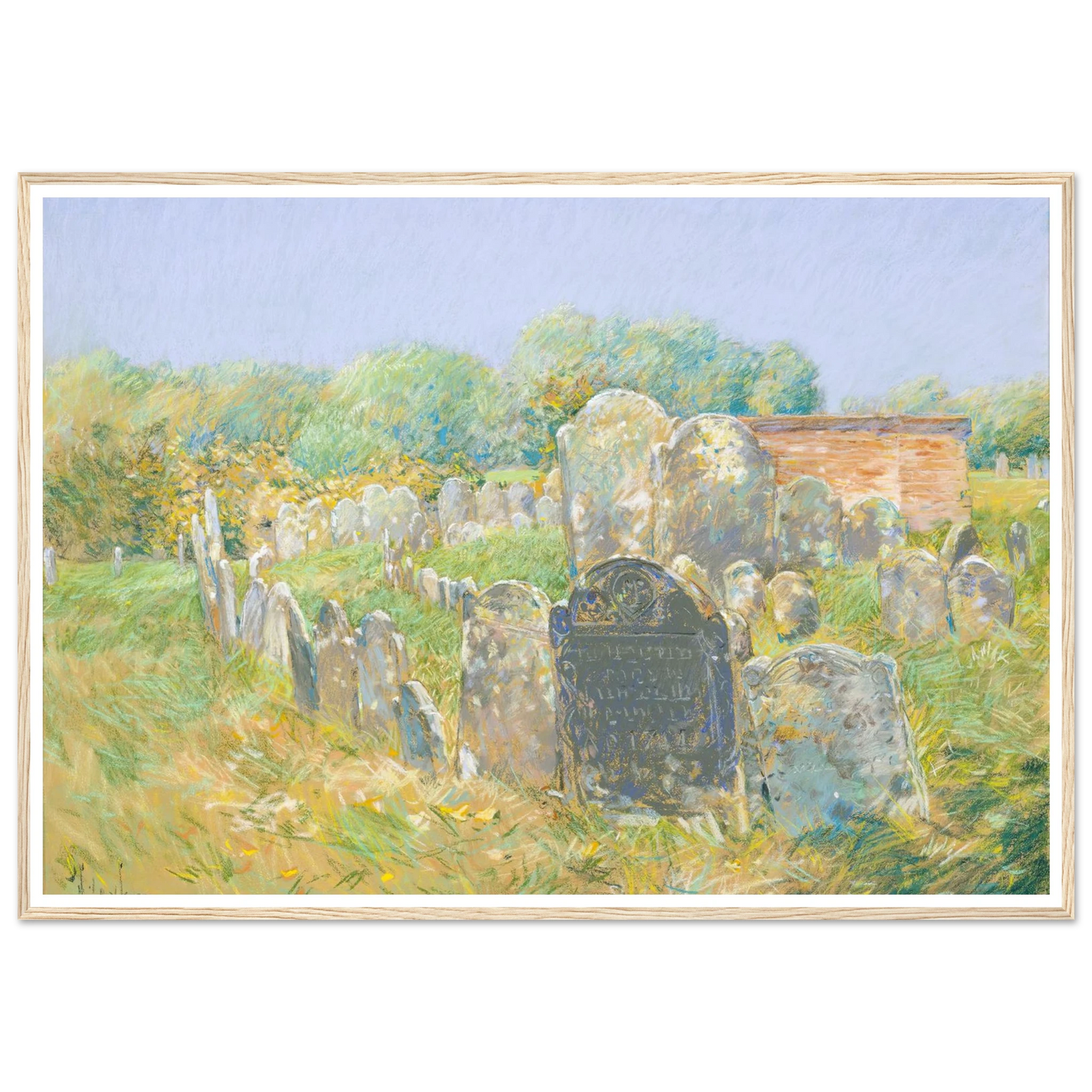 Colonial Graveyard at Lexington (ca. 1891) Art Print | Childe Hassam - Framed Poster - 30x40 cm / 12x16″ - Black frame