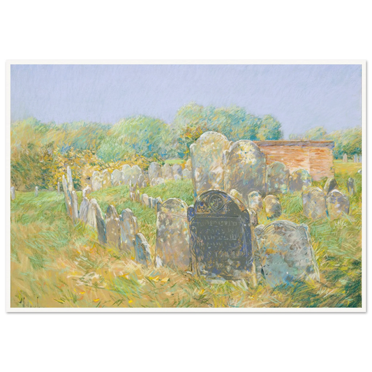 Colonial Graveyard at Lexington (ca. 1891) Art Print | Childe Hassam - Framed Poster - 30x40 cm / 12x16″ - Black frame